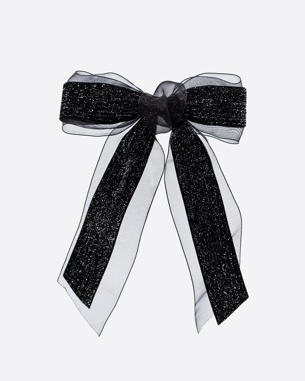 Blizgaus aksomo ir organzos segtukas, Silver Glitter