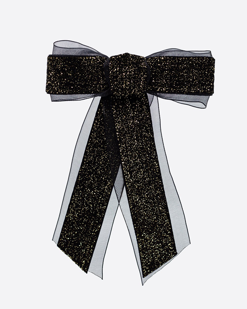 Blizgaus aksomo ir organzos segtukas, dvi spalvos