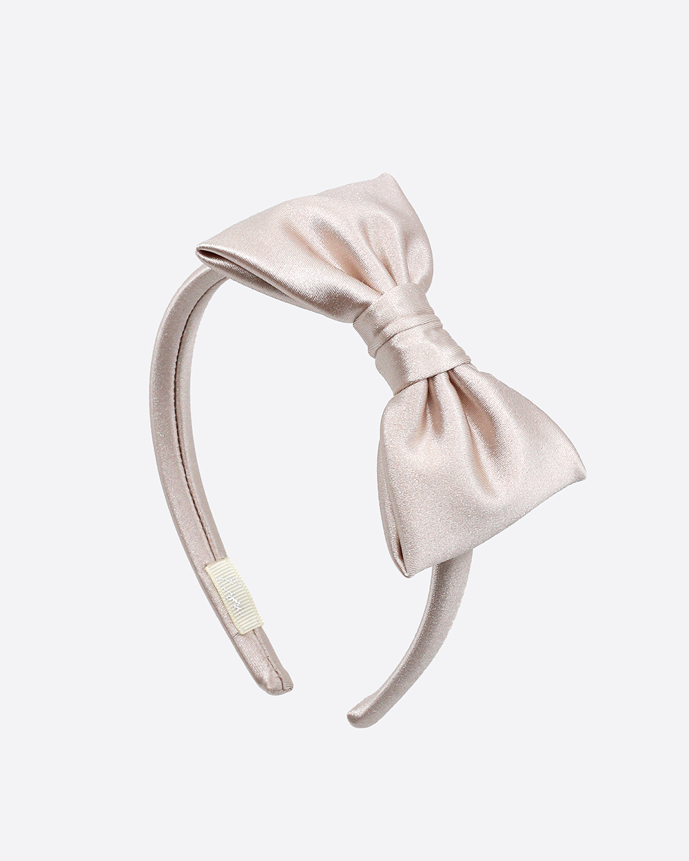 Žvilgaus audinio lankelis su kaspinu, Dusty Pink