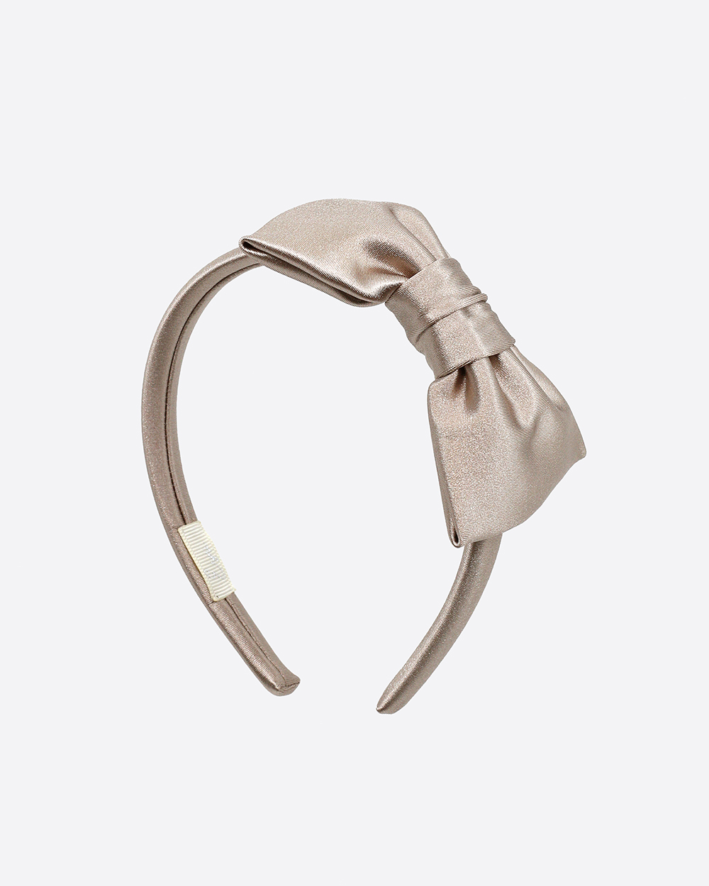 Žvilgaus audinio lankelis su kaspinu, Latte