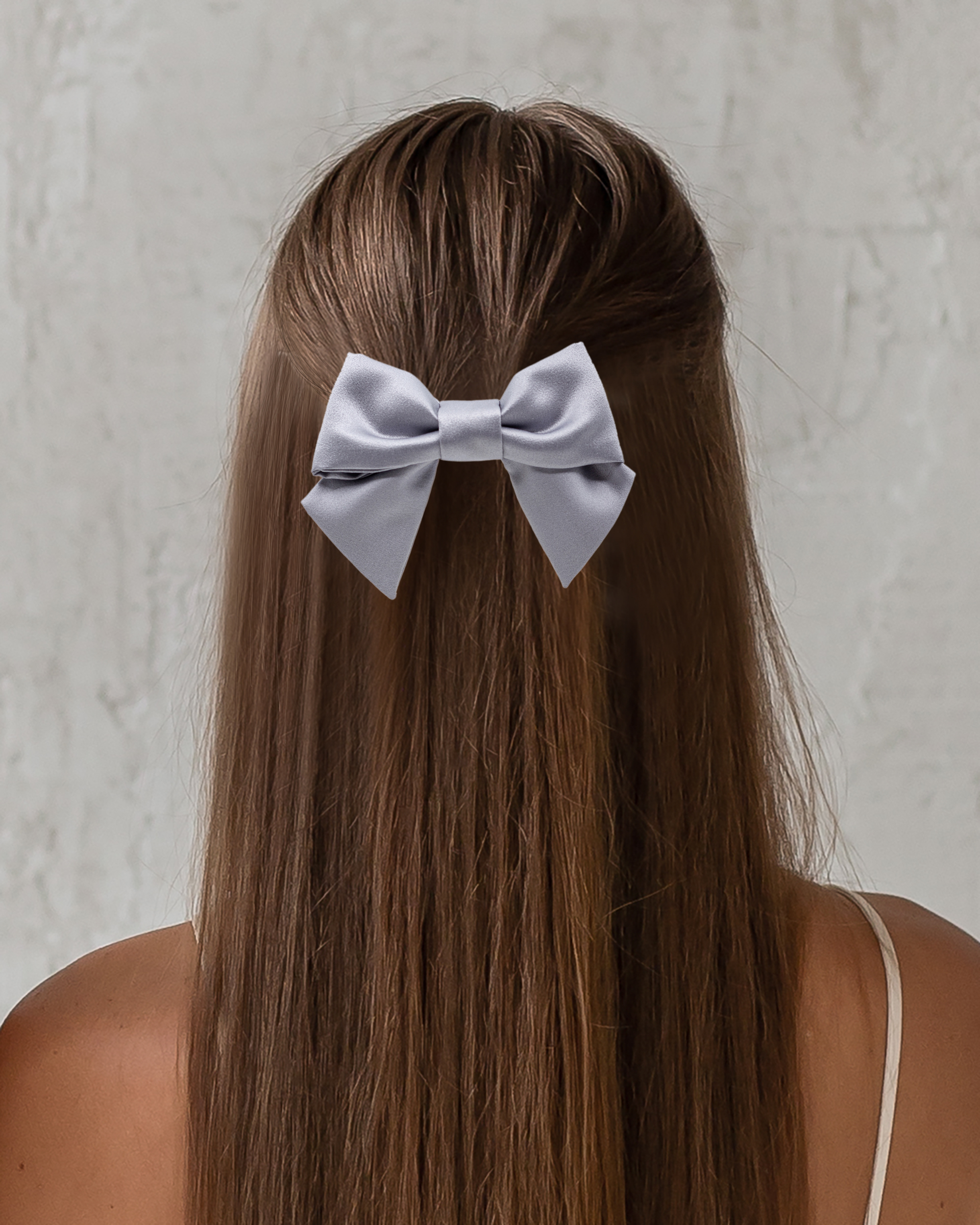 Mini satino kaspinėlis plaukams, Silver