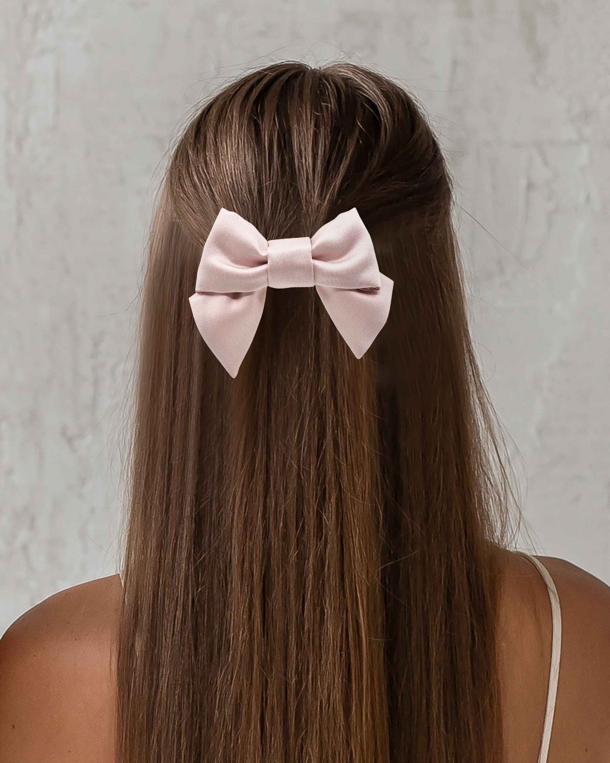 Mini satino kaspinėlis plaukams Dusty Pink