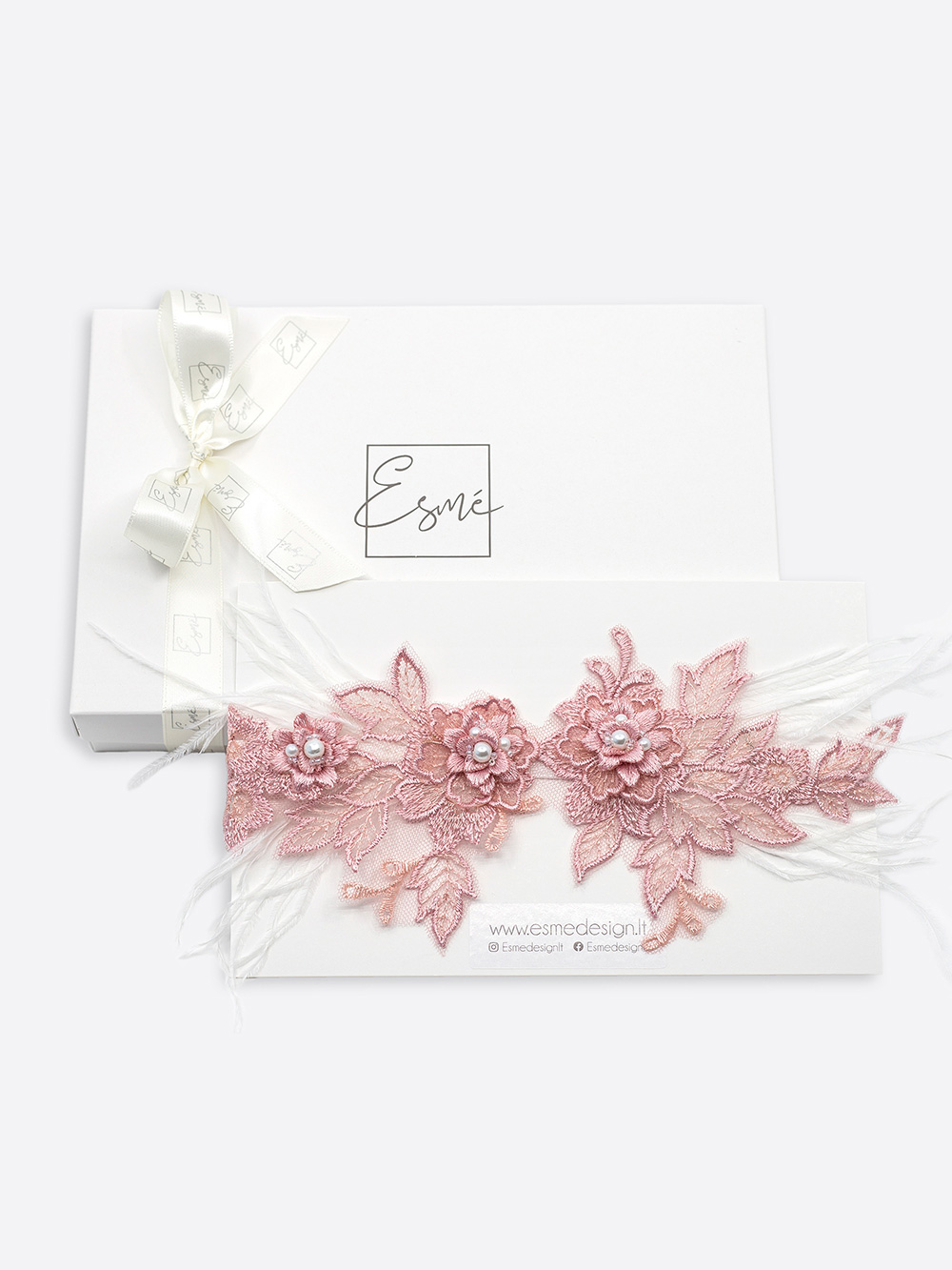 Keliaraištis su plunksnomis, Dusty Pink