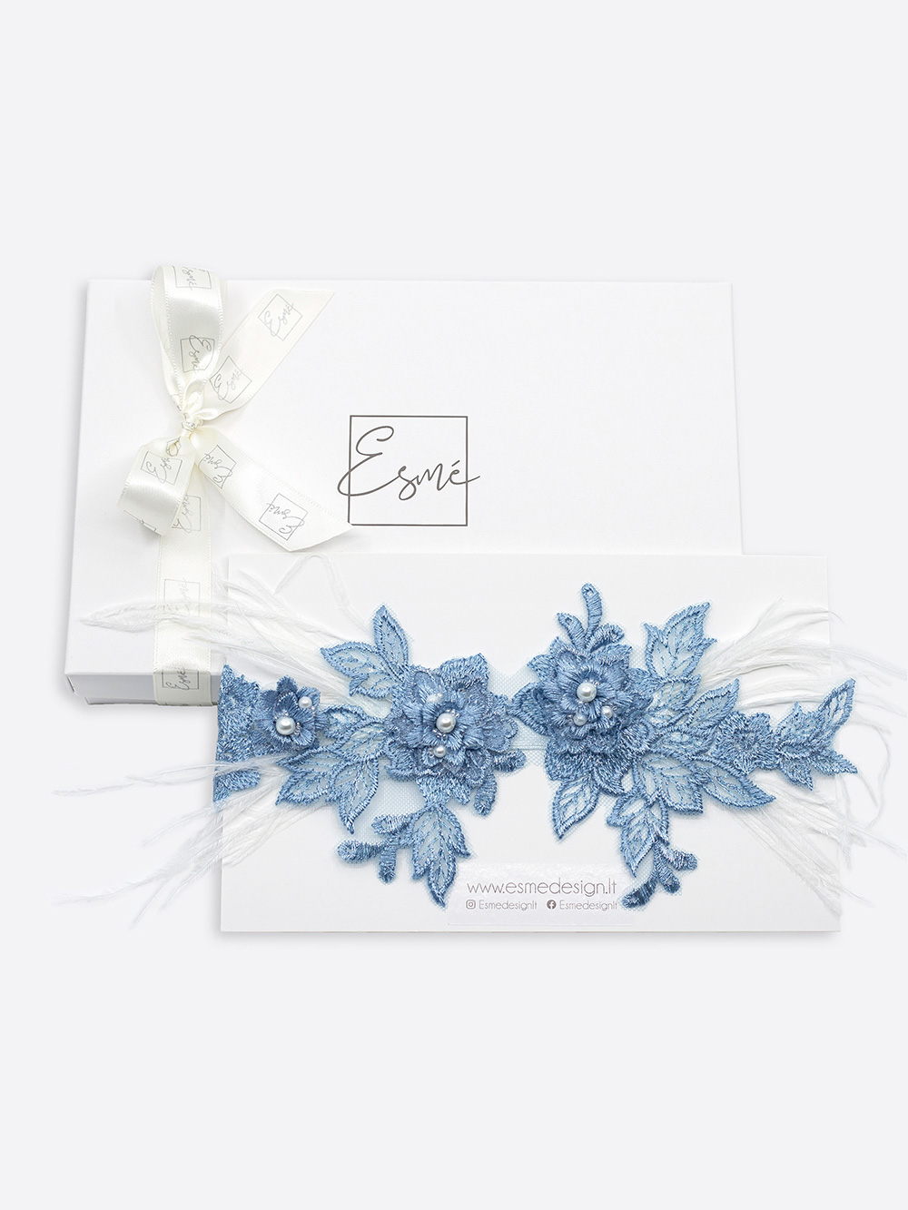 Keliaraištis su plunksnomis, Dusty Blue