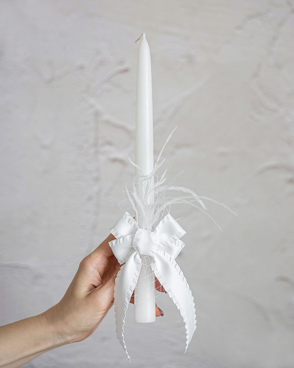 Krikšto žvakės ir segtukų rinkinys su rauktu kaspinu