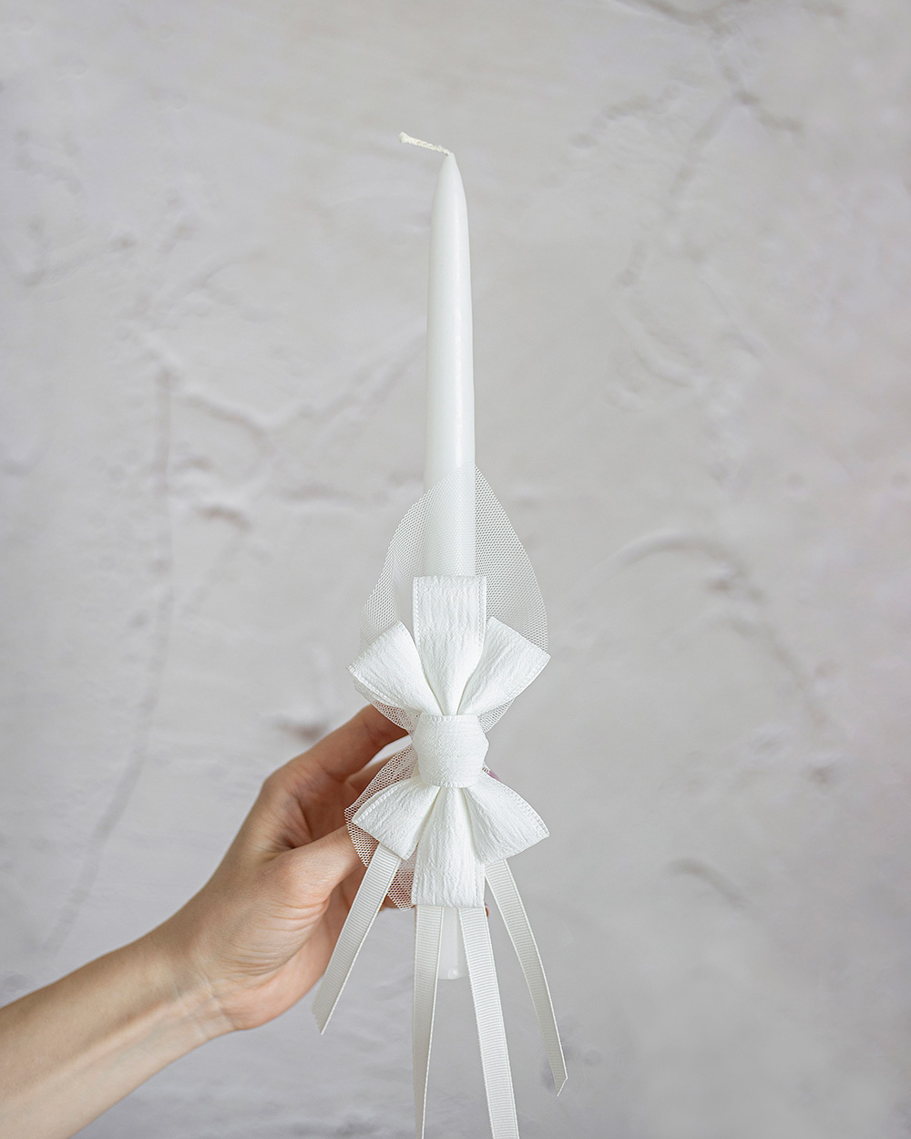 Krikšto žvakė su matiniu kaspinu