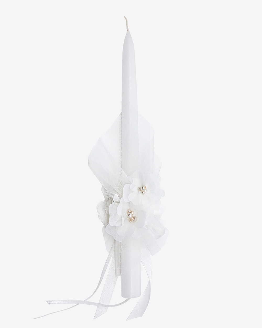 Krikšto žvakė su gėlėmis