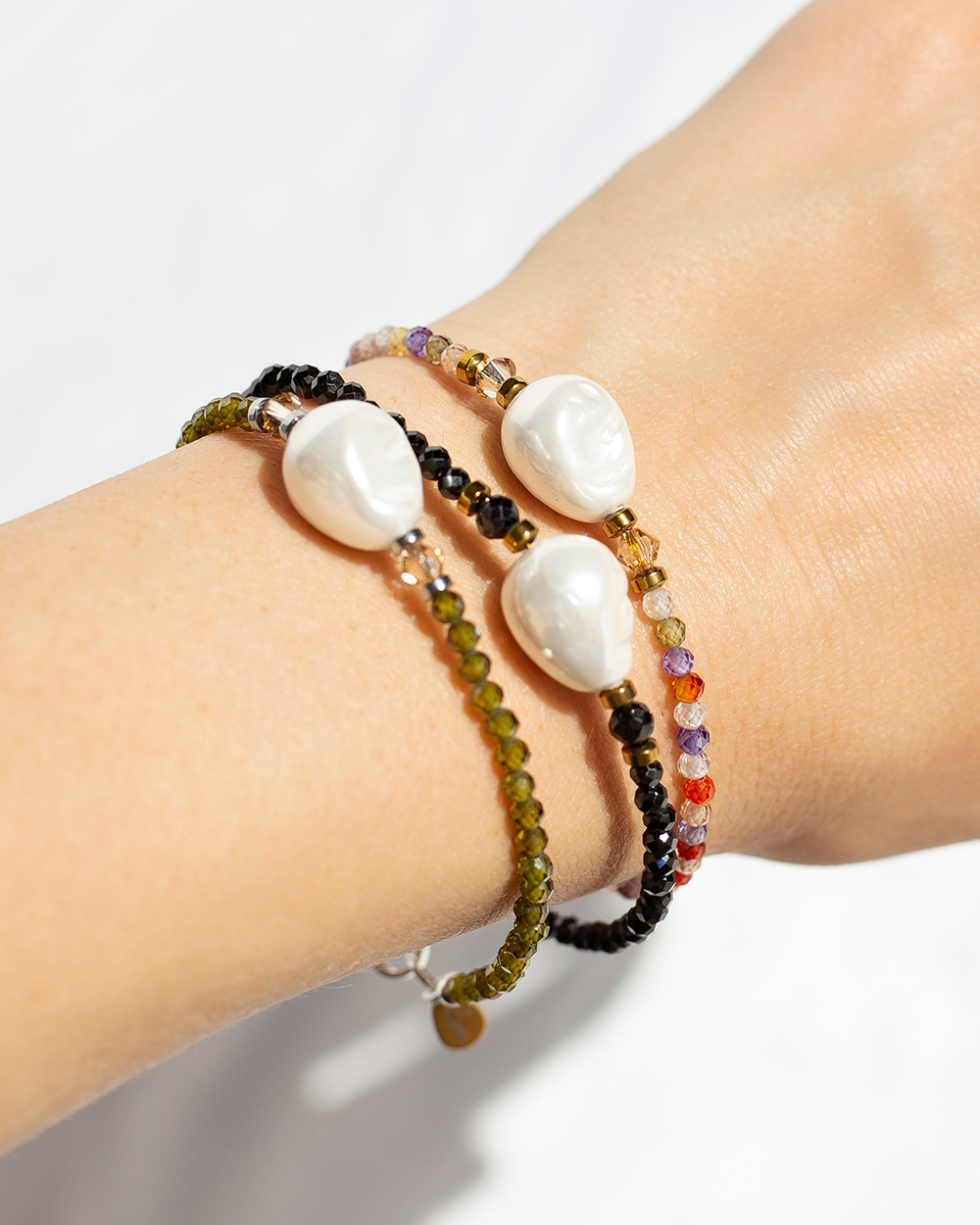 Apyrankė "Sparkle" su perlu, Moss Green