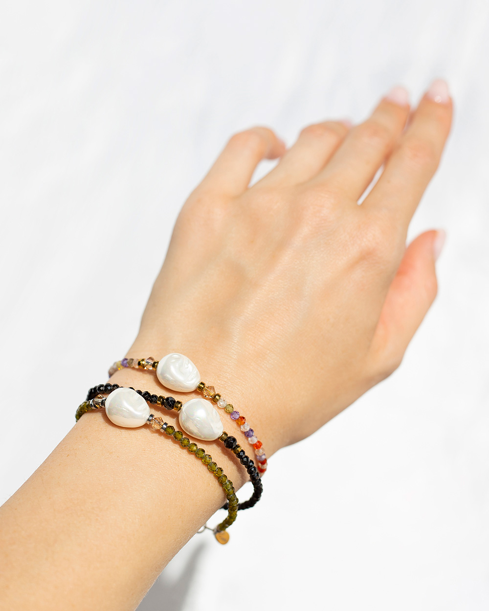 Apyrankė "Sparkle" su perlu, Moss Green