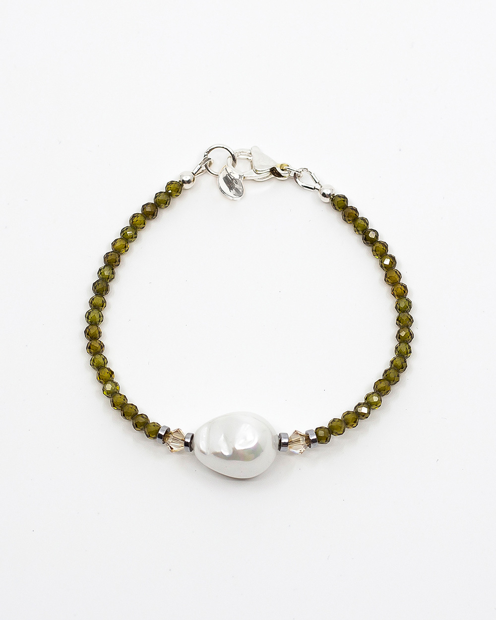 Apyrankė "Sparkle" su perlu, Moss Green