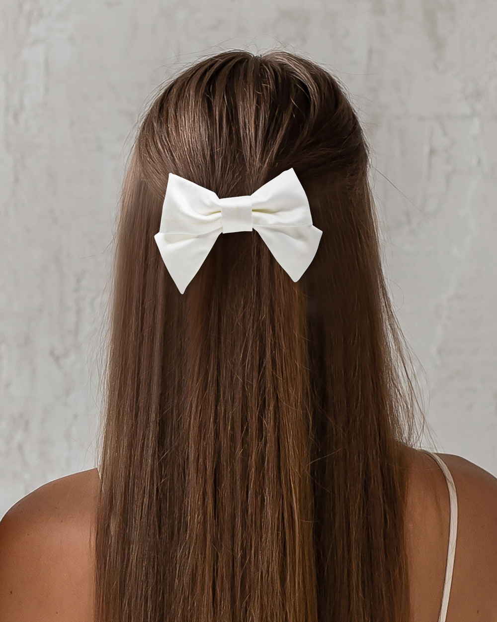 Mini satino kaspinėlis plaukams, White