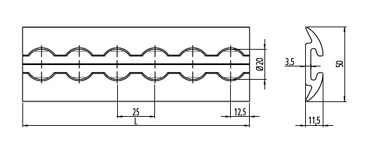 Tvirtinimo juosta - Airline - 1 variantas (pusapvalė)