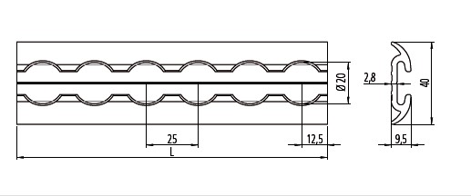 Tvirtinimo juosta - Airline Slim - 2 variantas (pusapvalė)