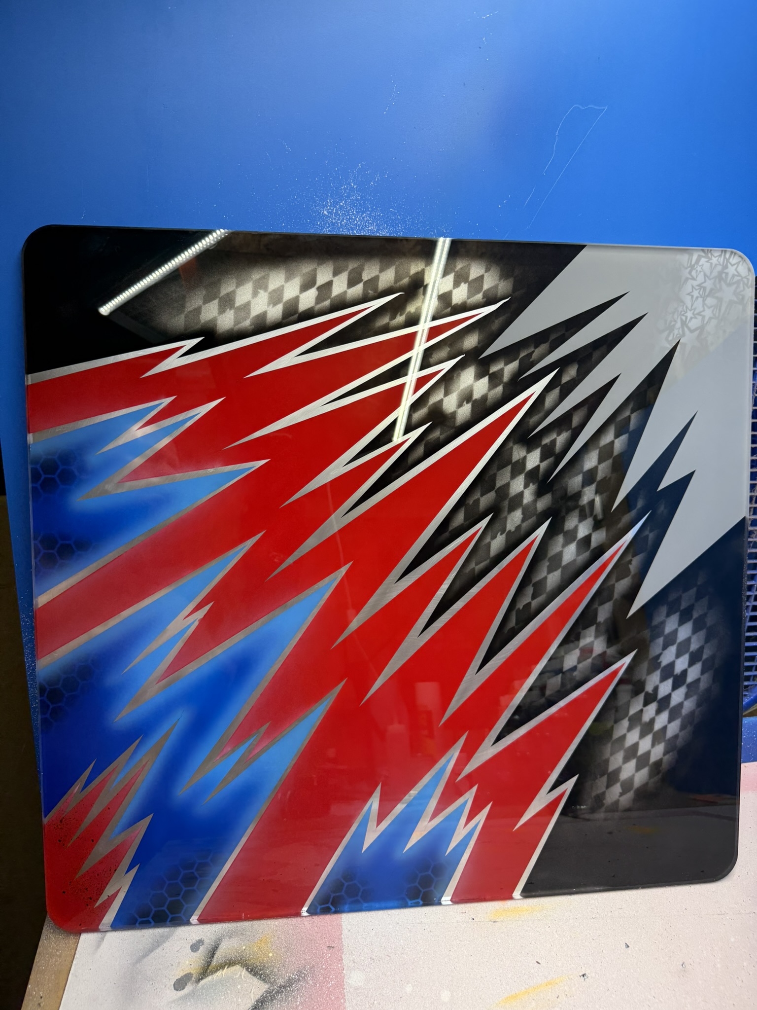 Custom Airbrushed 3/8" Acrylic Plexiglass Pit Boards 22"x23.5"