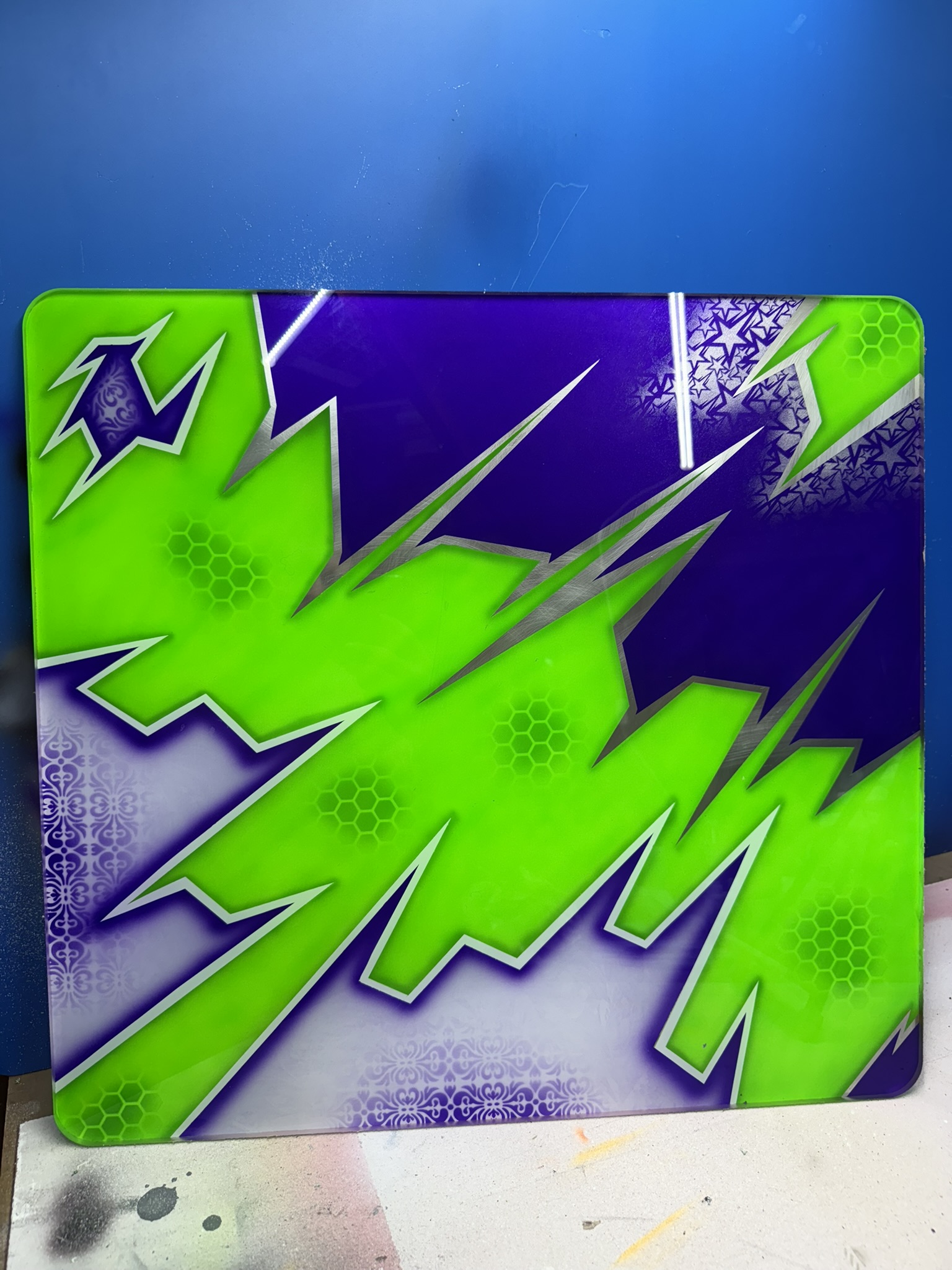 Custom Airbrushed 3/8" Acrylic Plexiglass Pit Boards 22"x23.5"