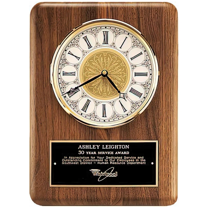 Executive Profile Ivory Clock Engraved Plaque