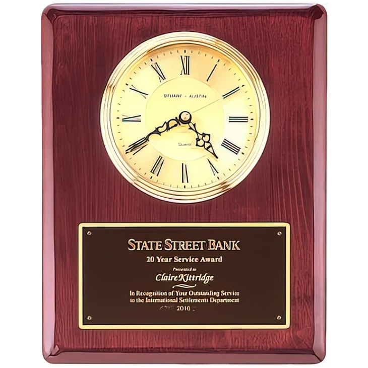 Executive Rosewood Clock Engraved Plaque