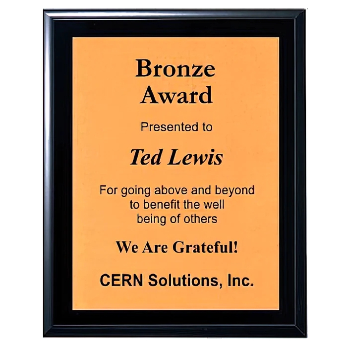 Metallic Bronze Engraved Plaque