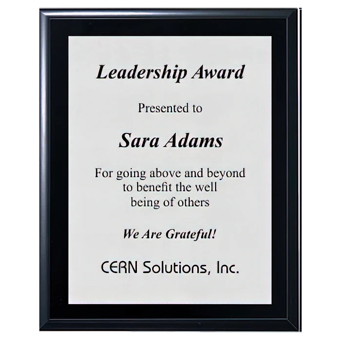 Metallic Silver Engraved Plaque