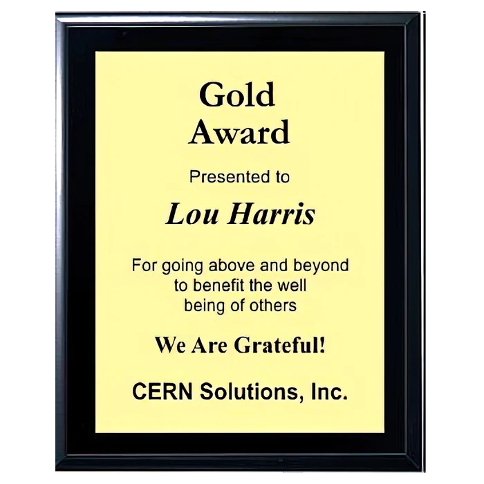 Metallic Gold Engraved Plaque