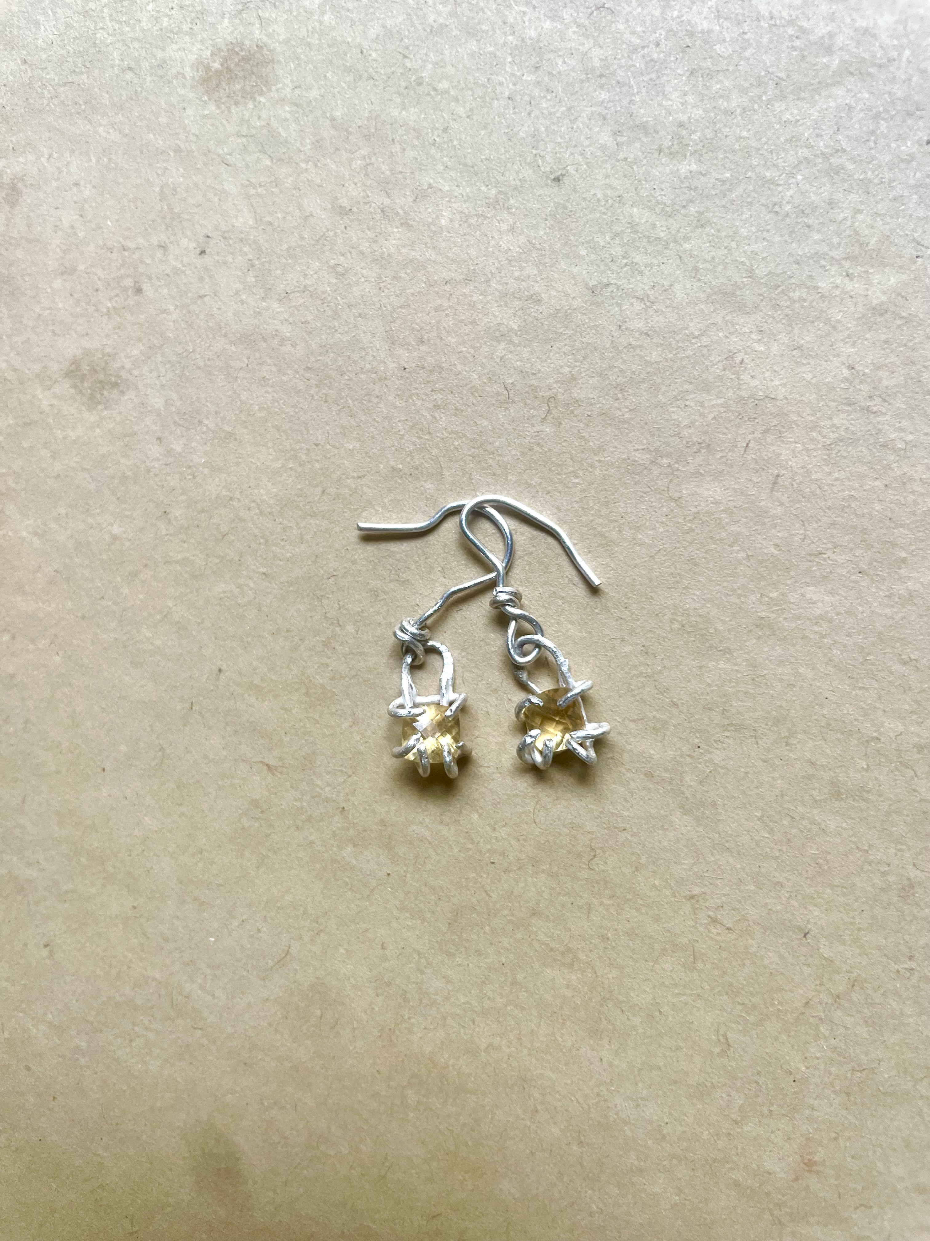 Cushion Cut Citrine in Sterling Silver Earrings