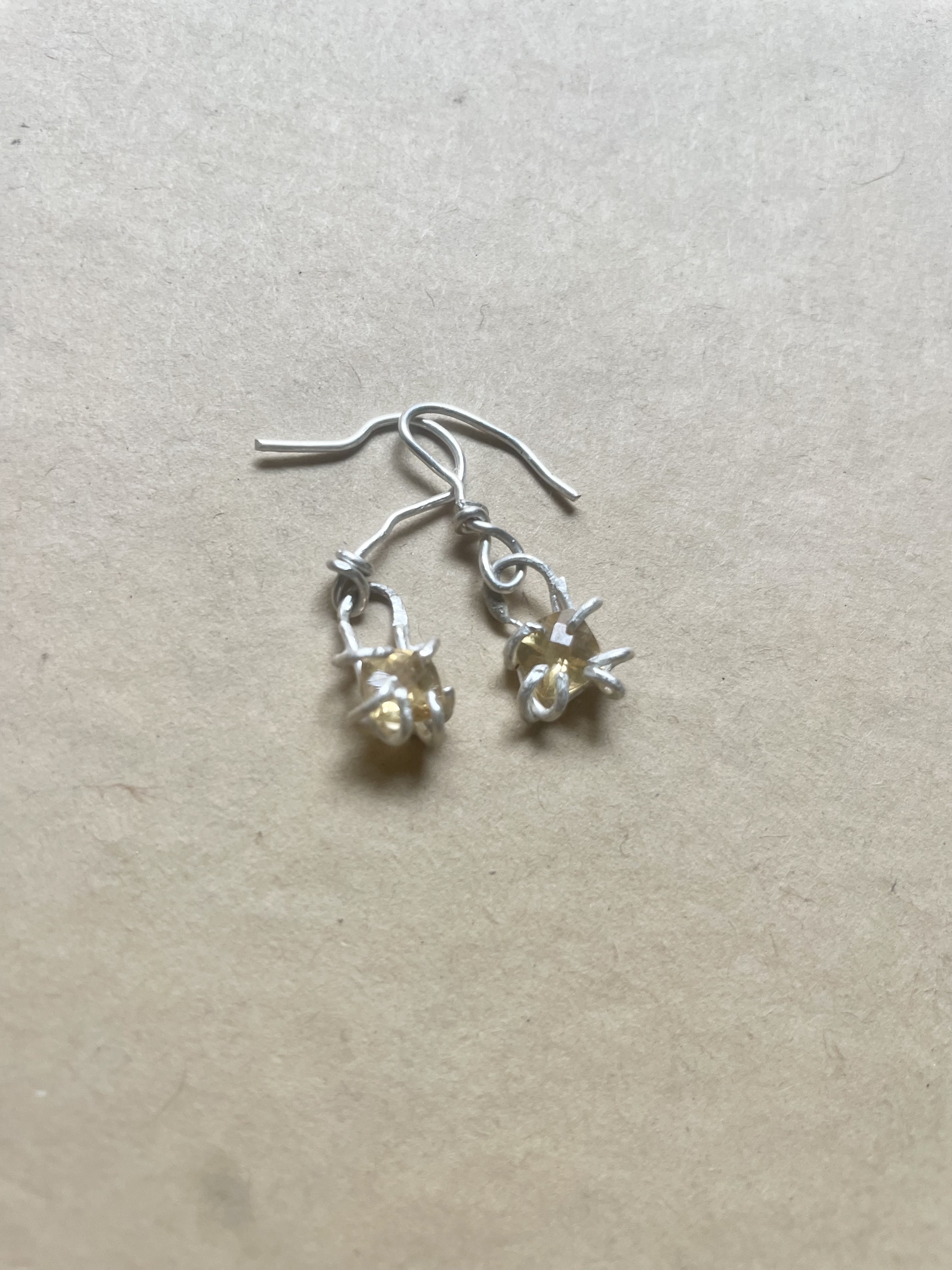 Cushion Cut Citrine in Sterling Silver Earrings
