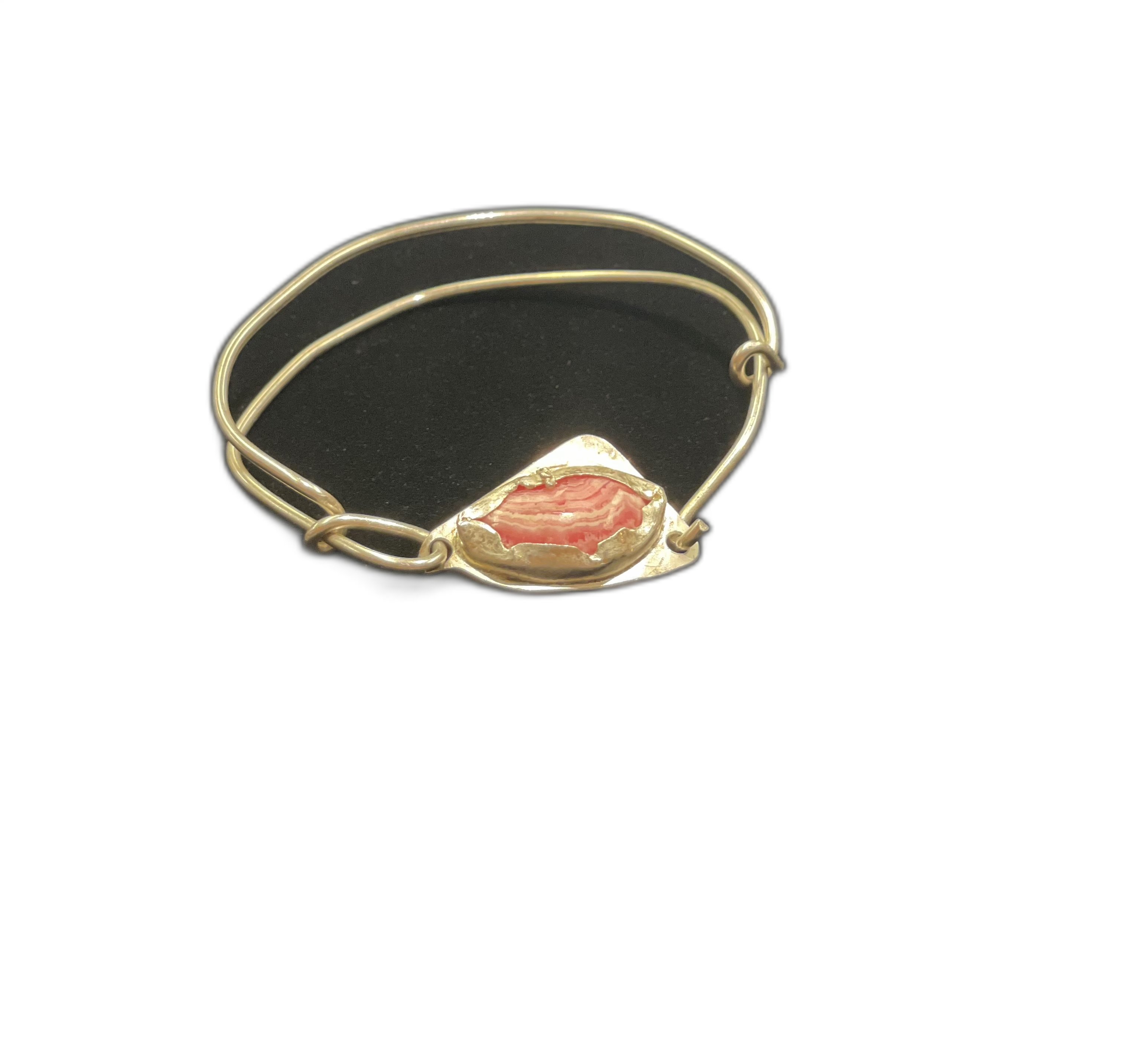  Pink Rhodochrosite in Sterling Silver Hinge Clasp Bracelet