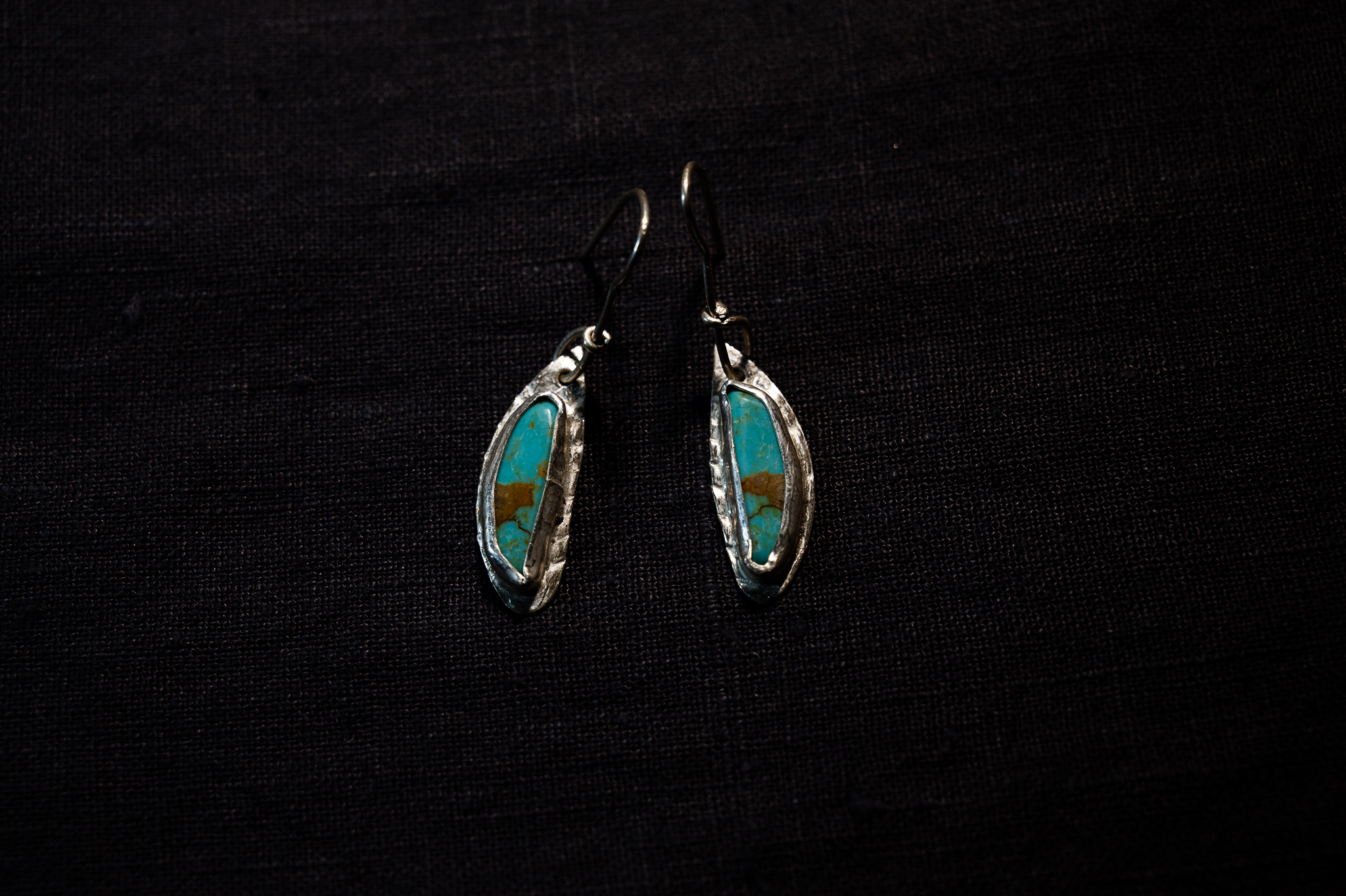 "Buffalo Road" Red Mountain Turquoise Earrings in Sterling Silver