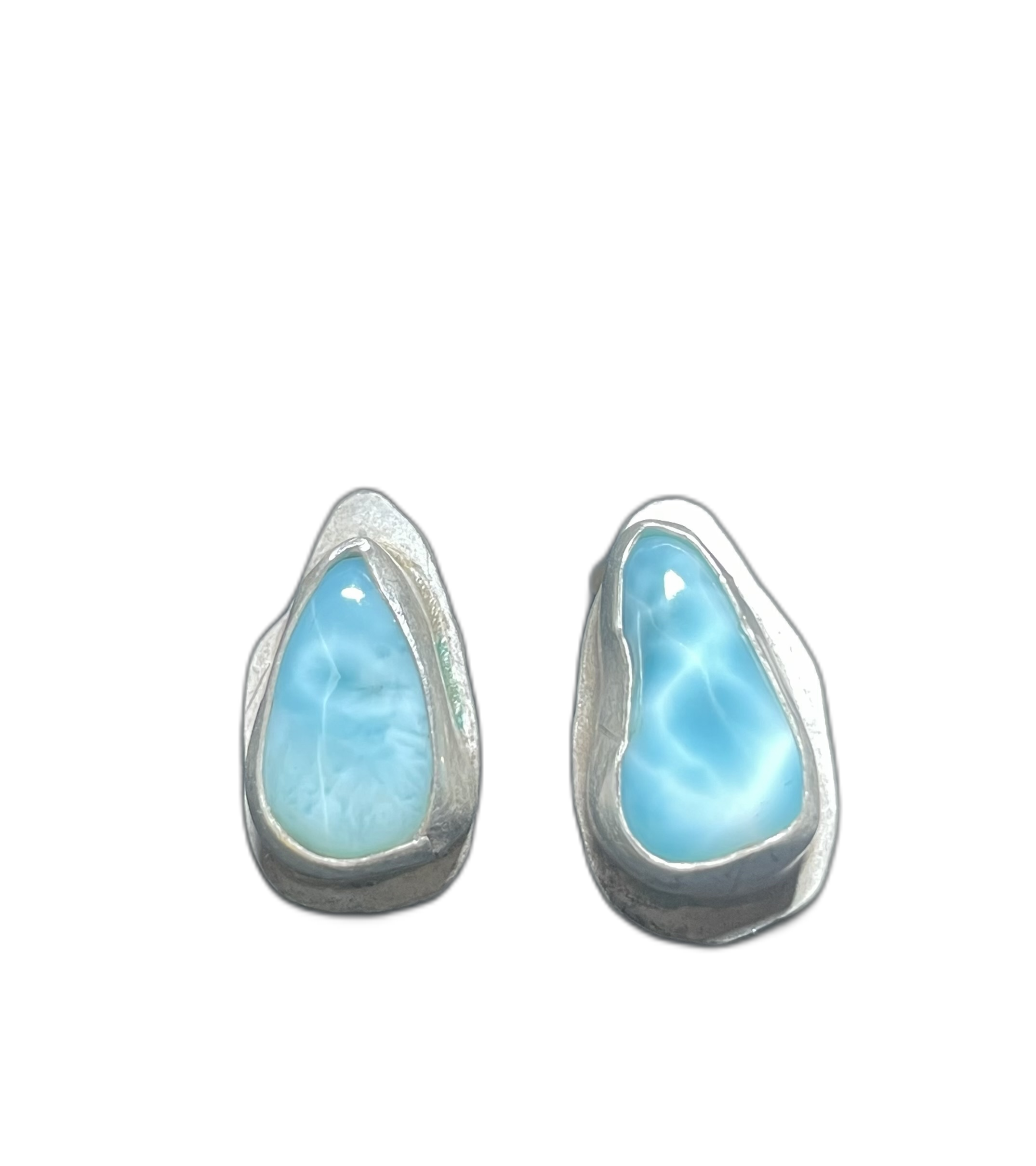 Larimar Bezel set Earrings with Hidden Earwire 