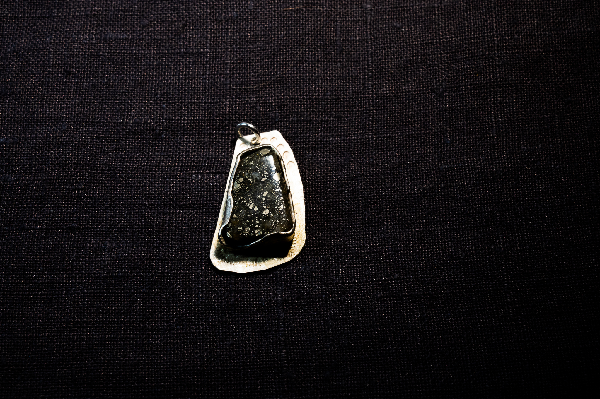 Freeform Apache Gold Agate in Sterling Silver Pendant