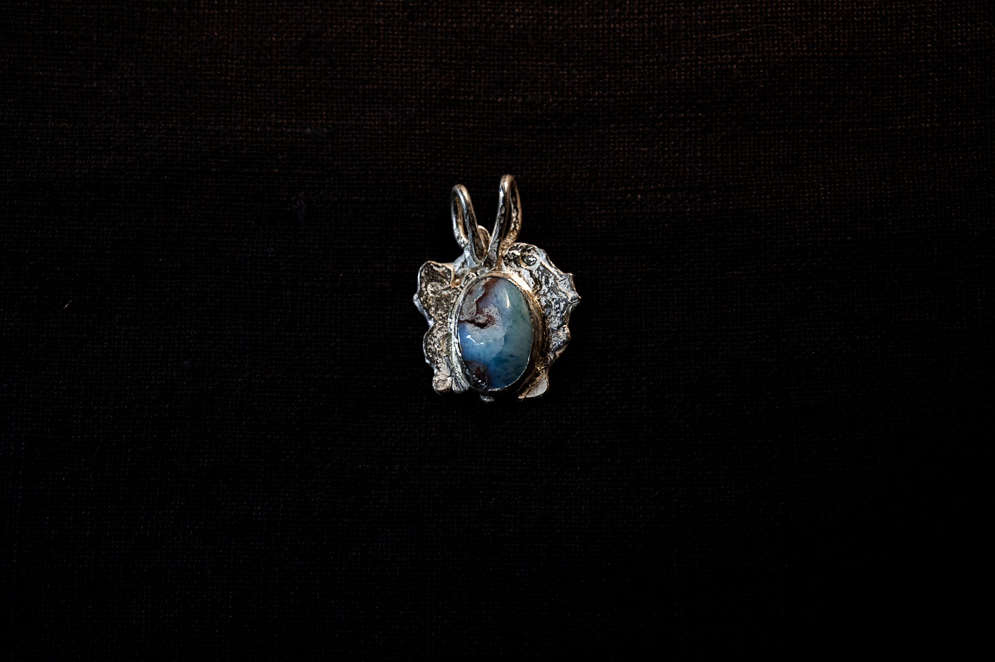 Blue and Red Larimar in Sterling Silver Pendant