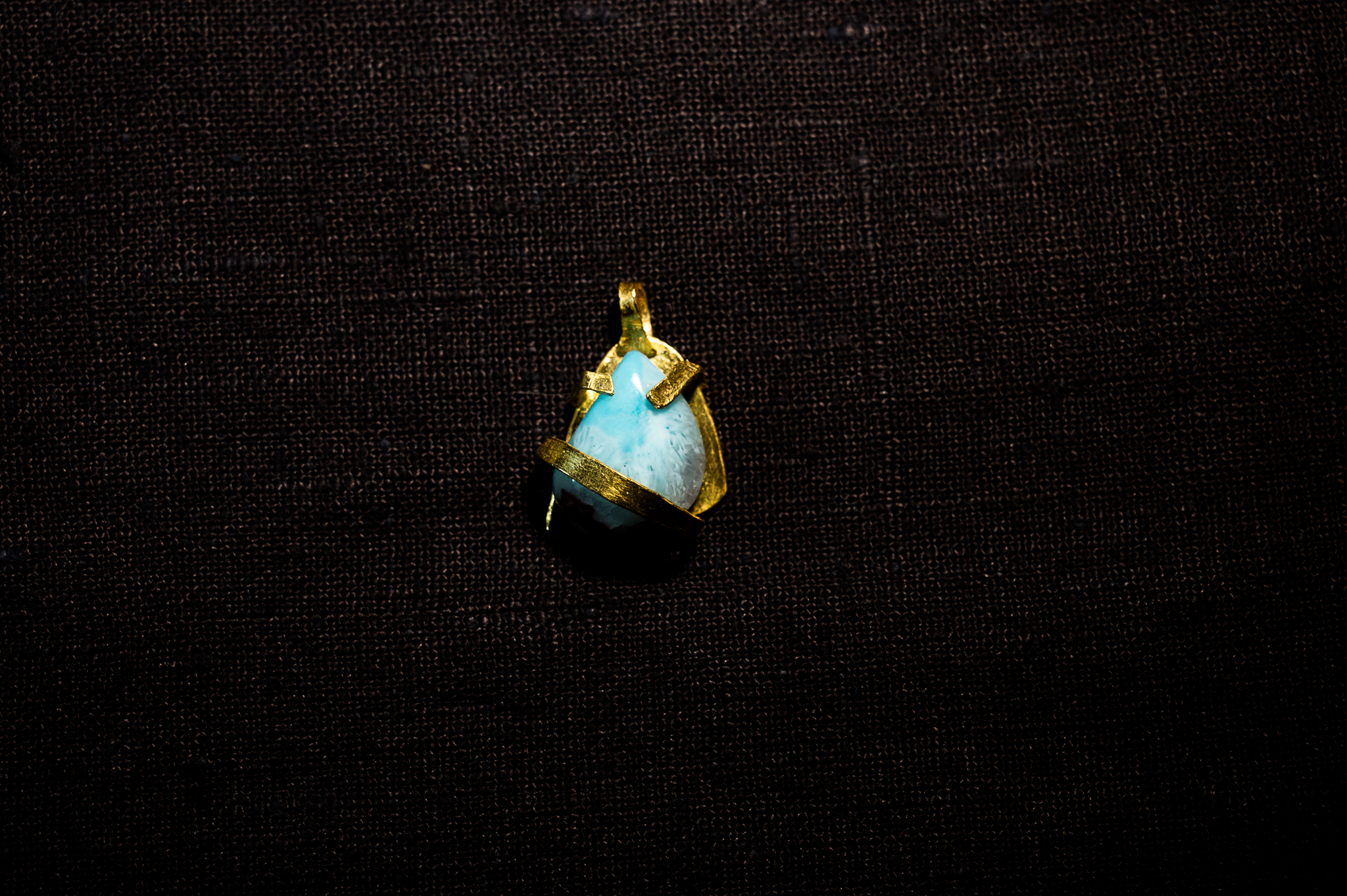 Baby Blue Larimar in 22k Gold Pendant