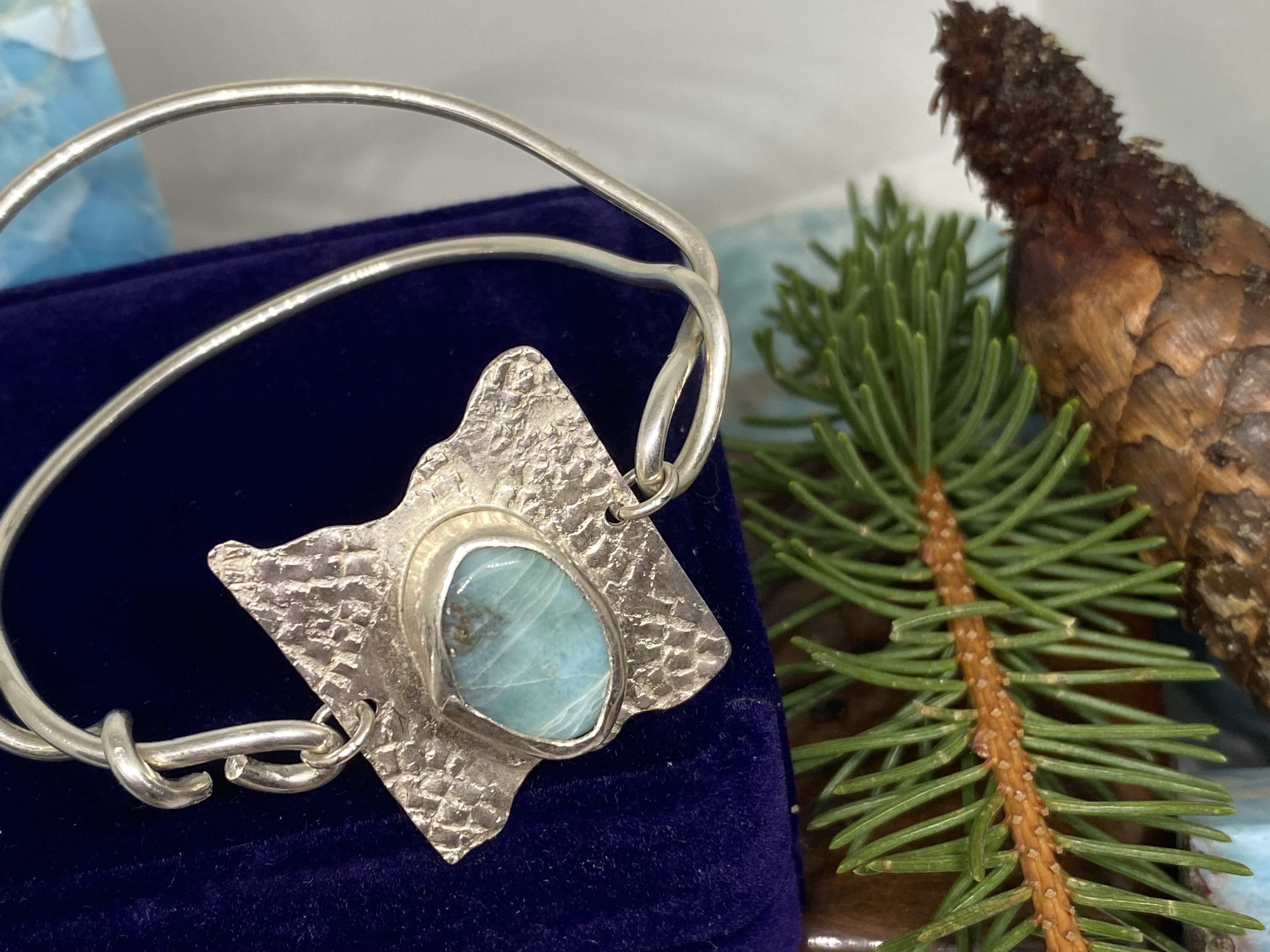 Butterfly Fan Larimar Link Bracelet