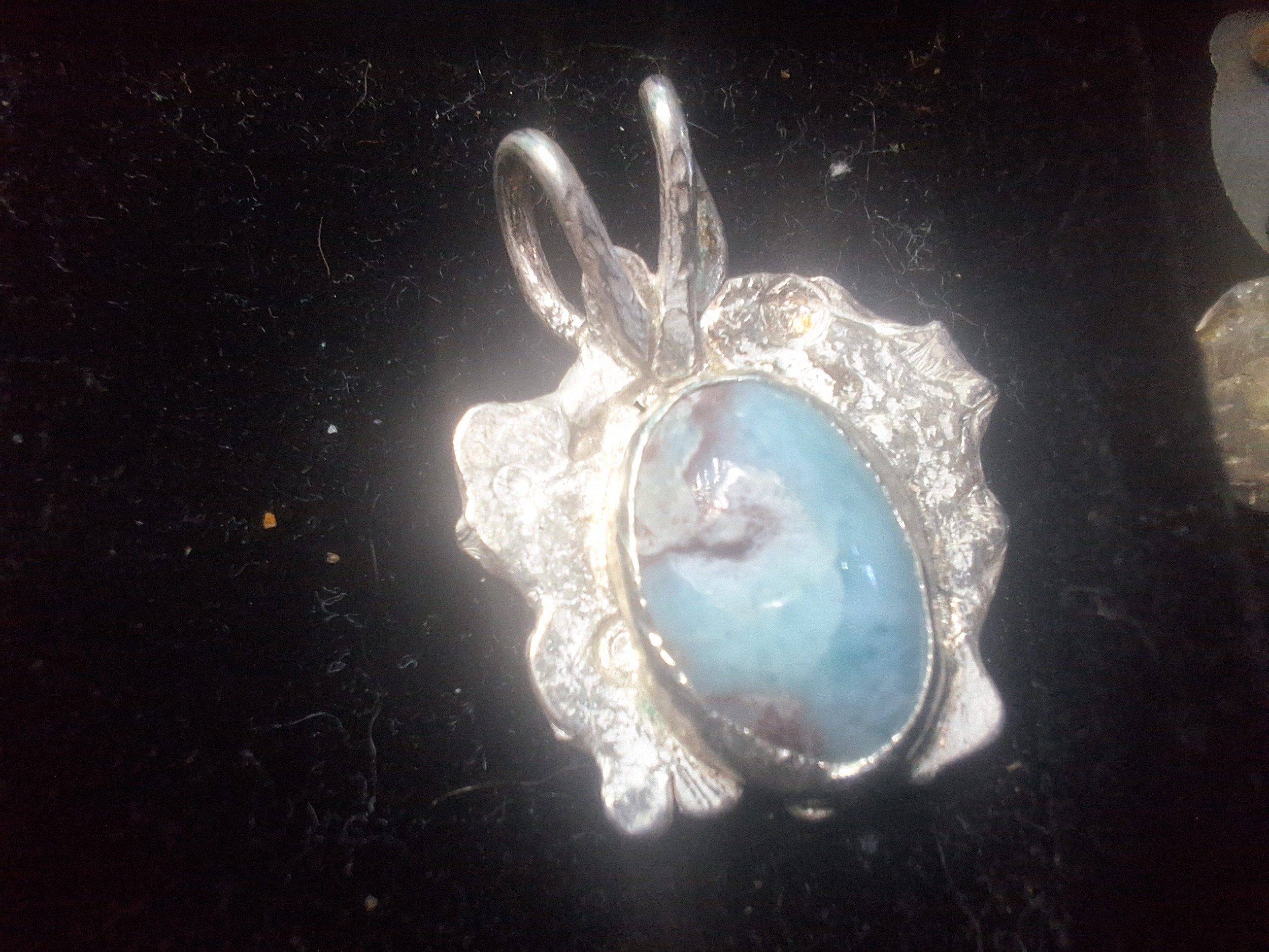 Blue and Red Larimar in Sterling Silver Pendant