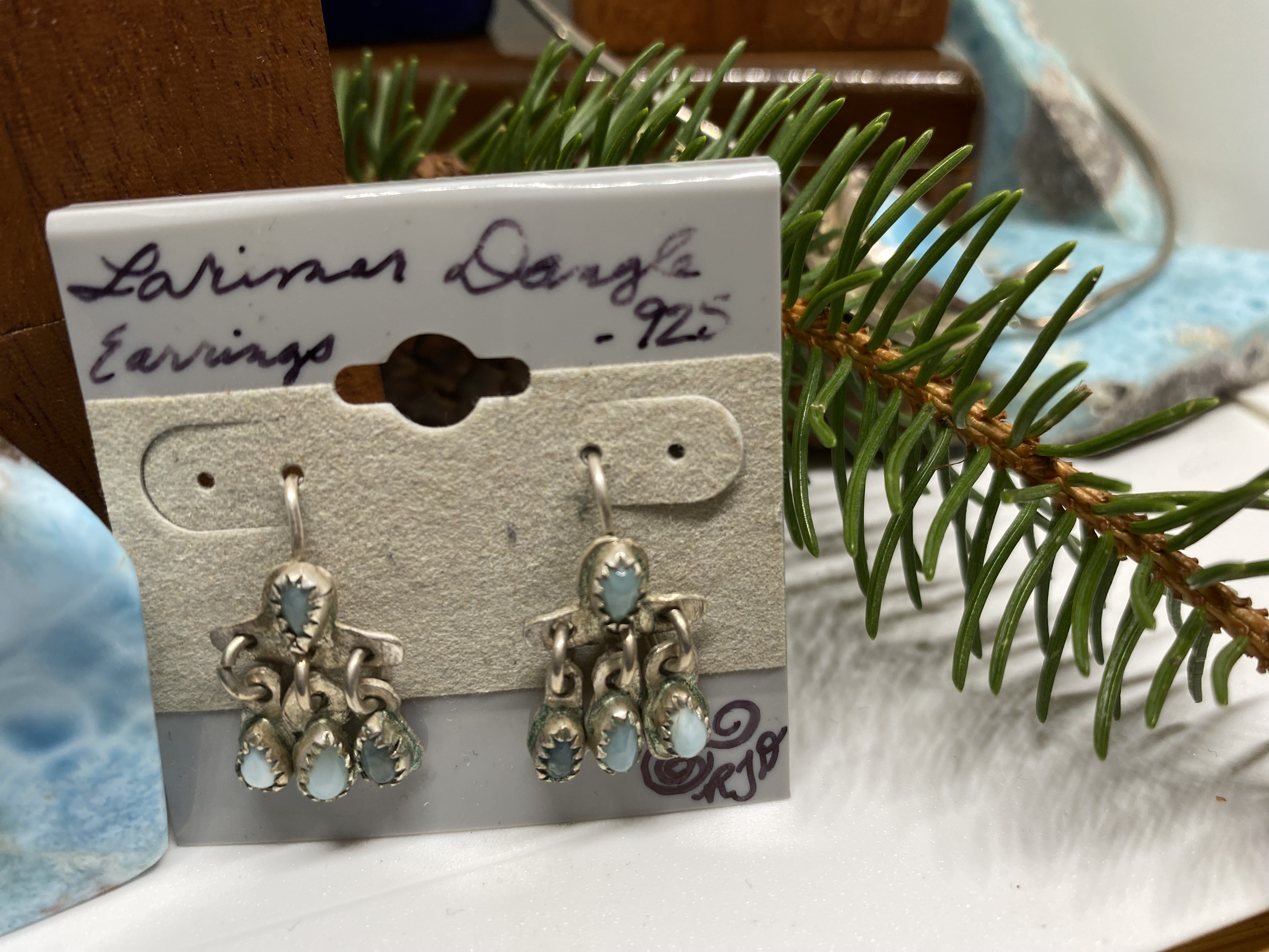 Mini Larimar Dangle Earrings