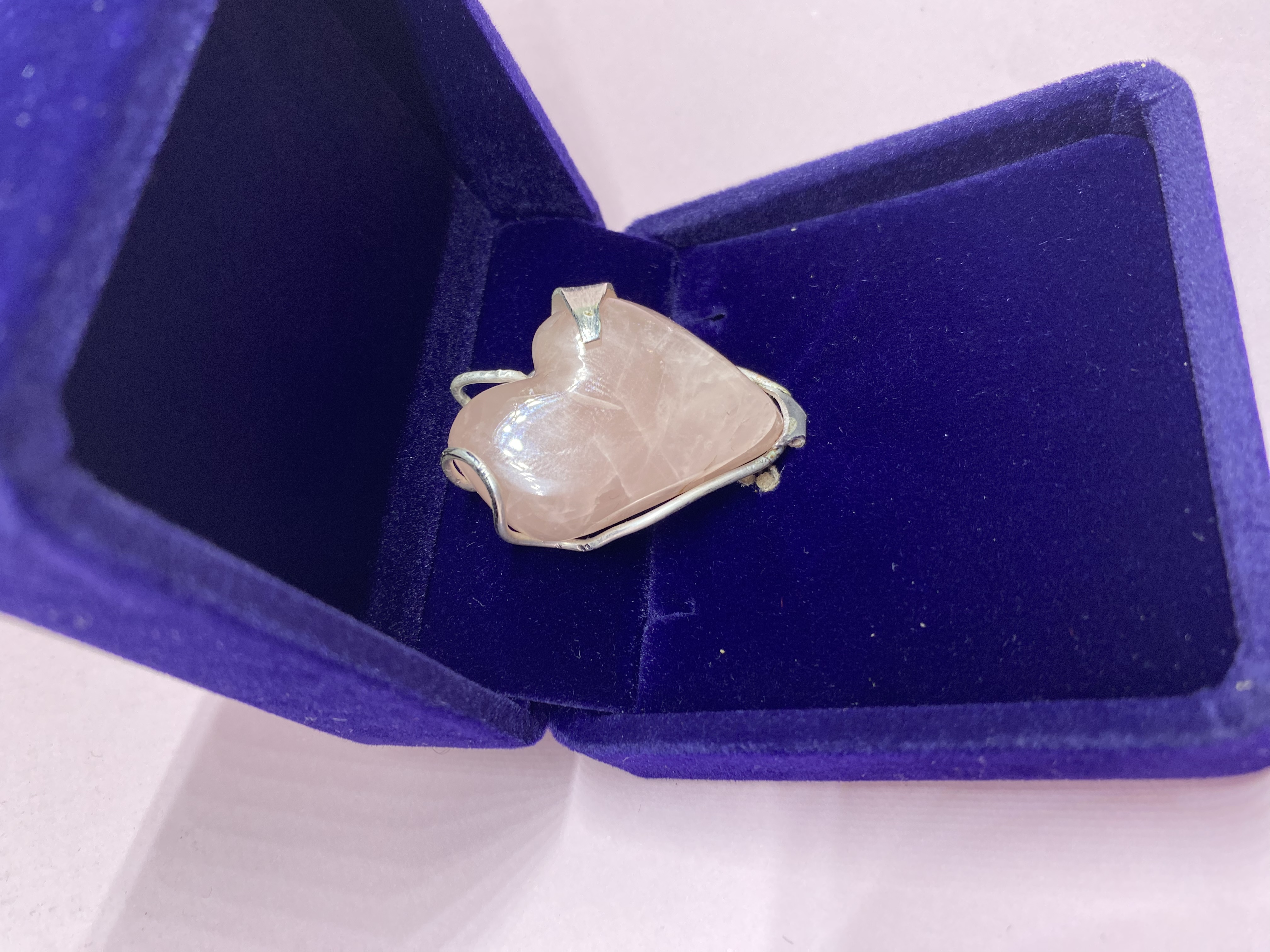 Rose Quartz Heart Pendant in Sterling Silver