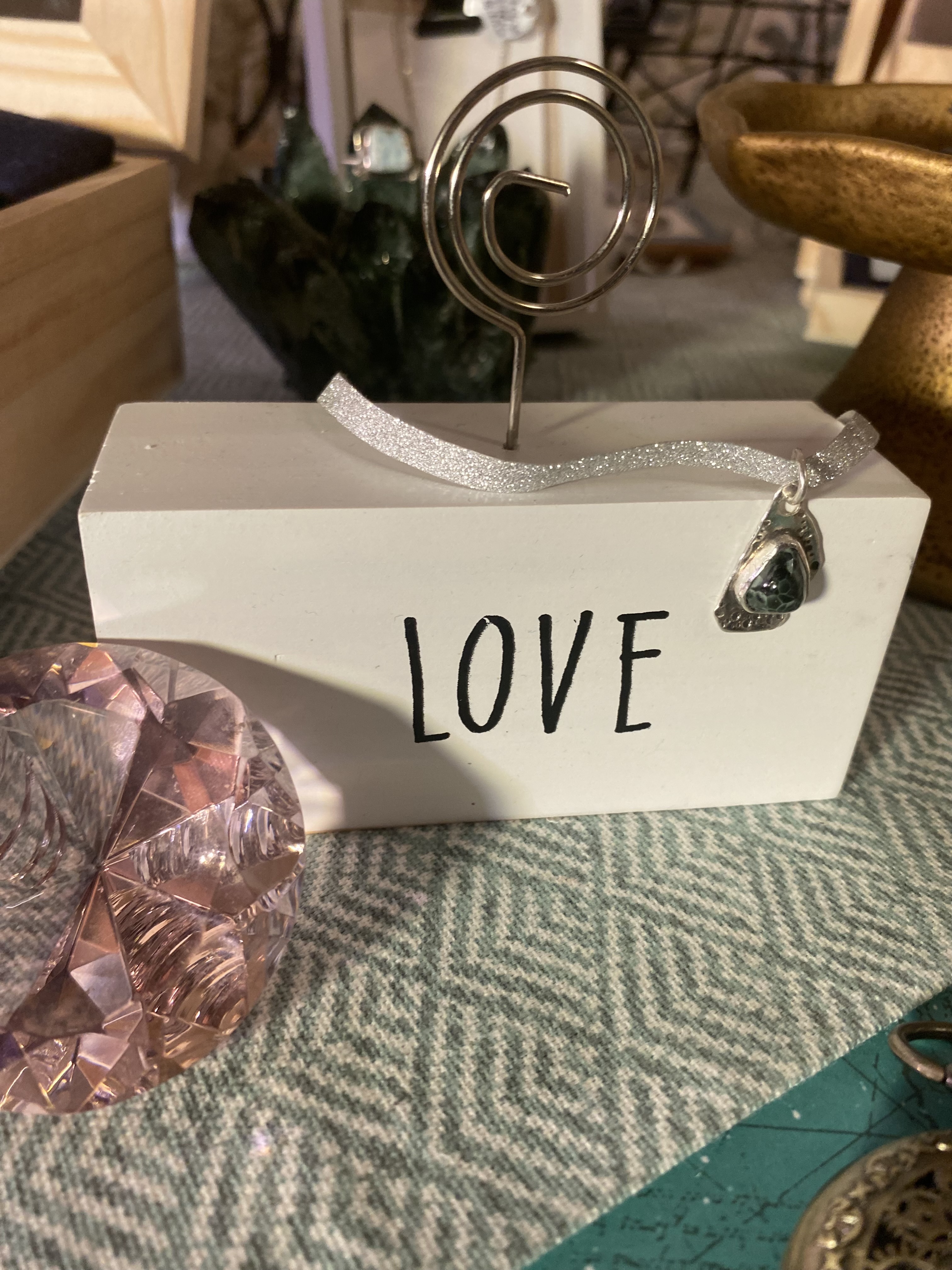 Chlorastrolite Pendant with Michigan Greenstone Gem cut by Chris Cooper Set in Hand Stamped Sterling Silver