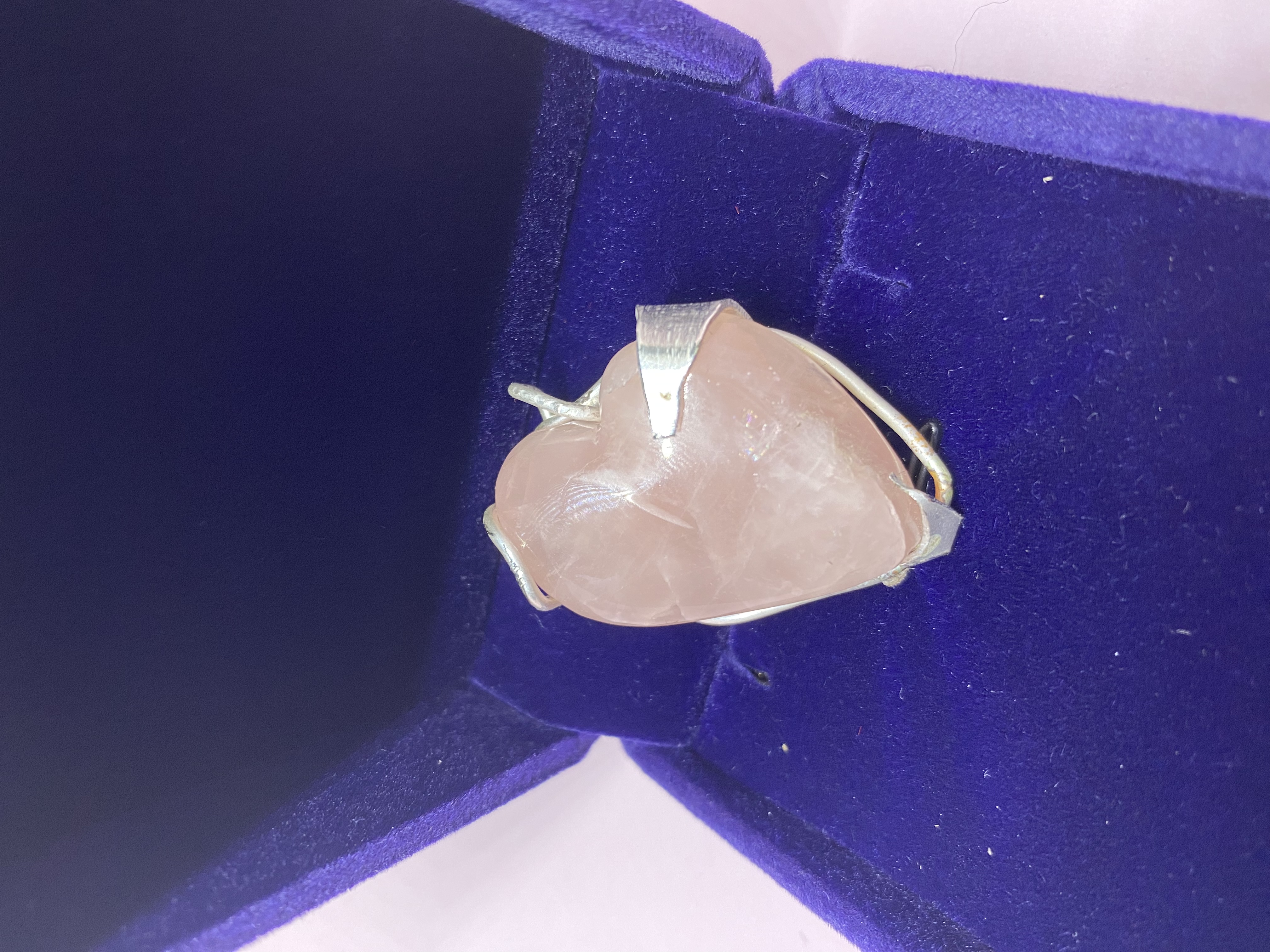 Rose Quartz Heart Pendant in Sterling Silver