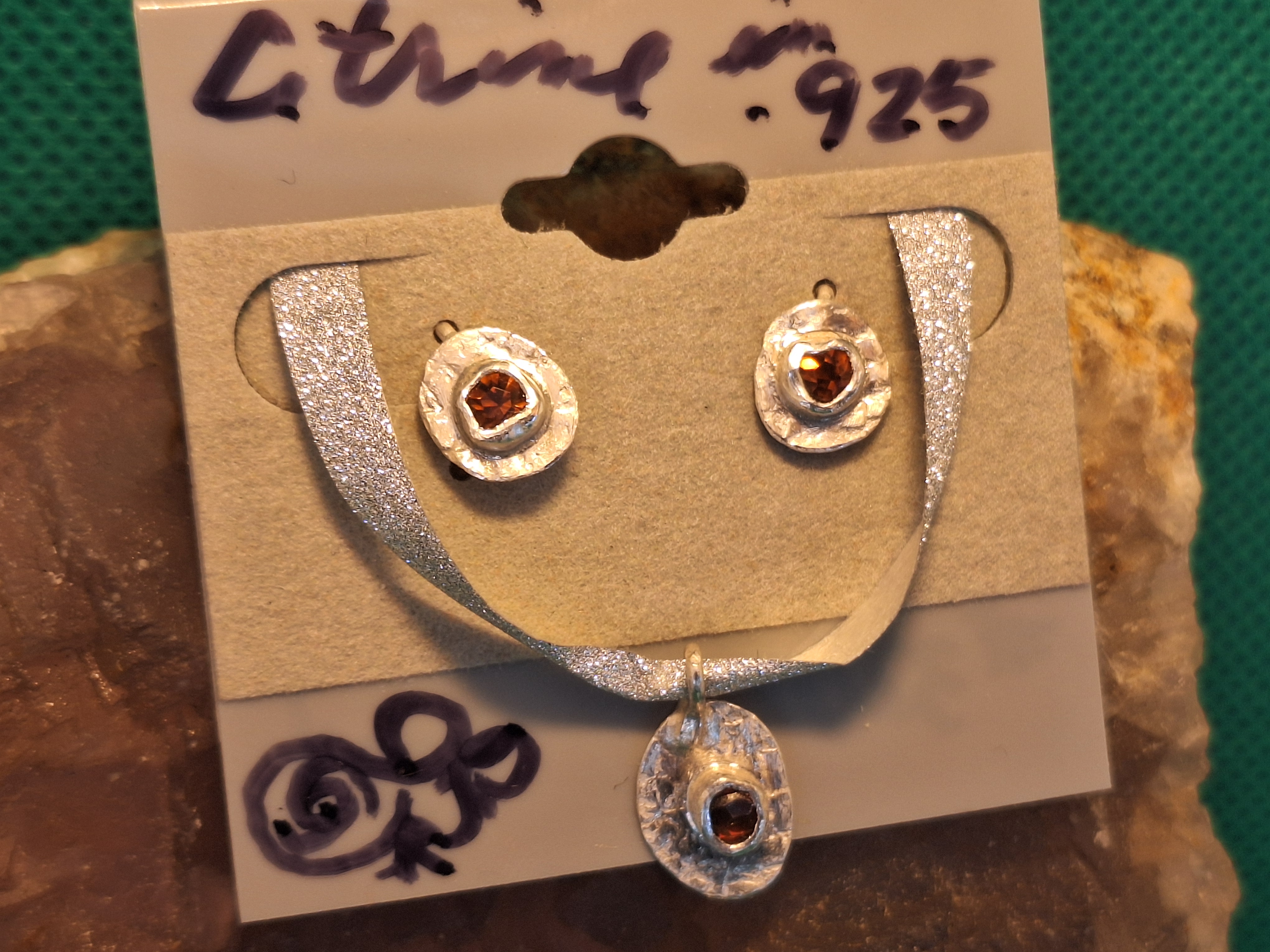 Orange Citrine Earrings and Pendant Jewelry Set + All Sterling Silver Metals, Genuine Gems