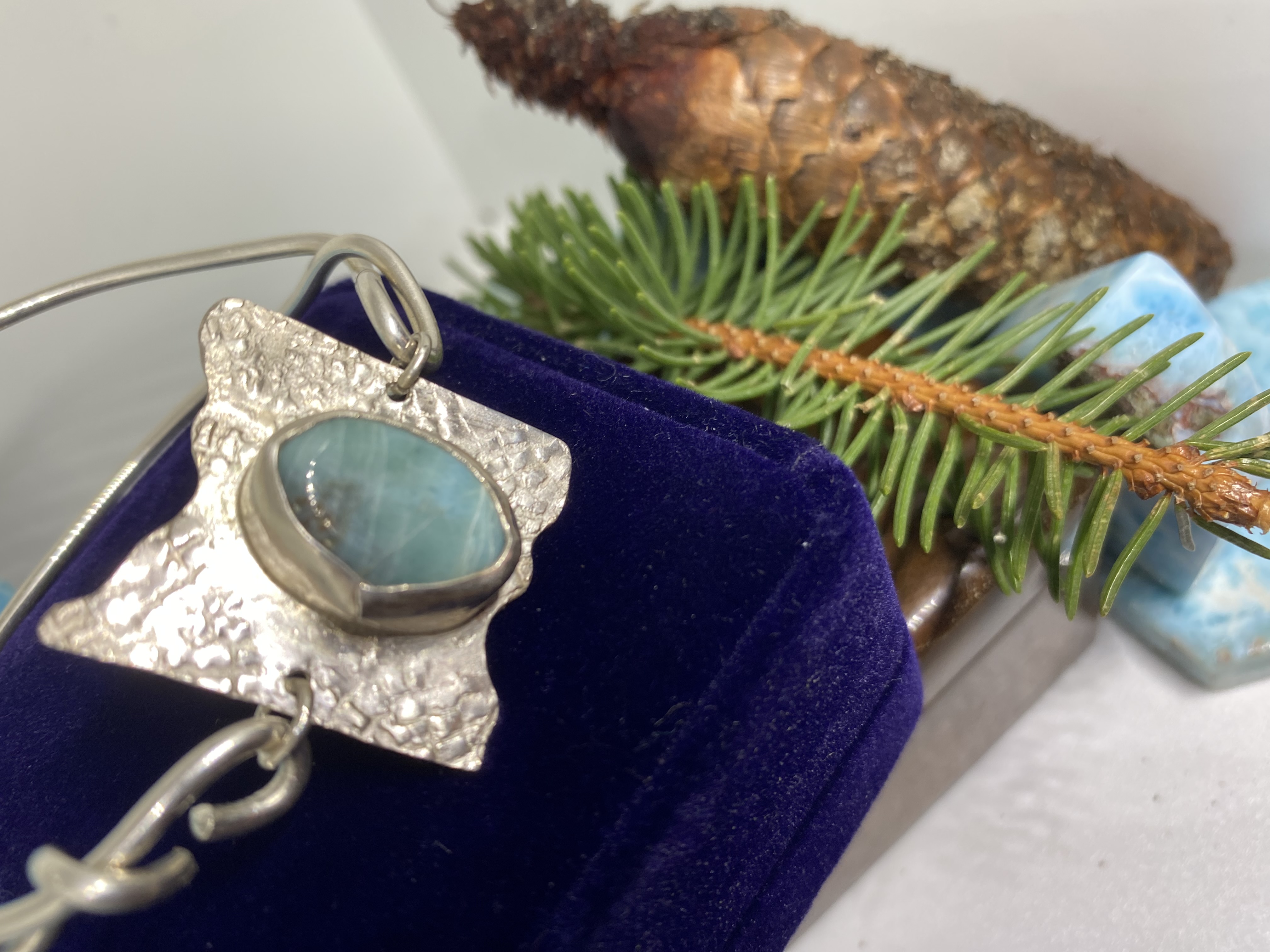 Butterfly Fan Larimar Link Bracelet