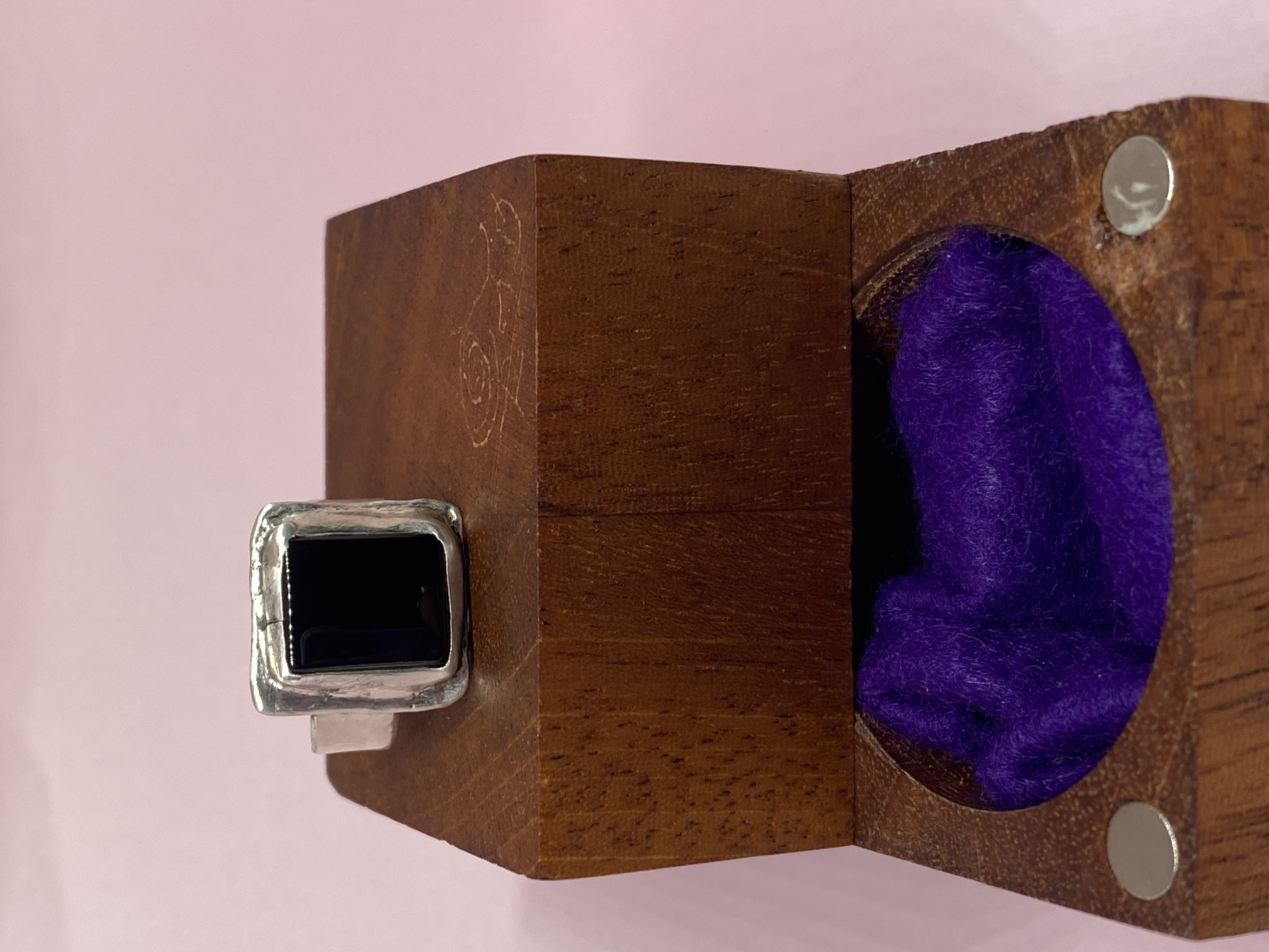 Black Onyx Squared Sterling Silver Size 5.5 Ring