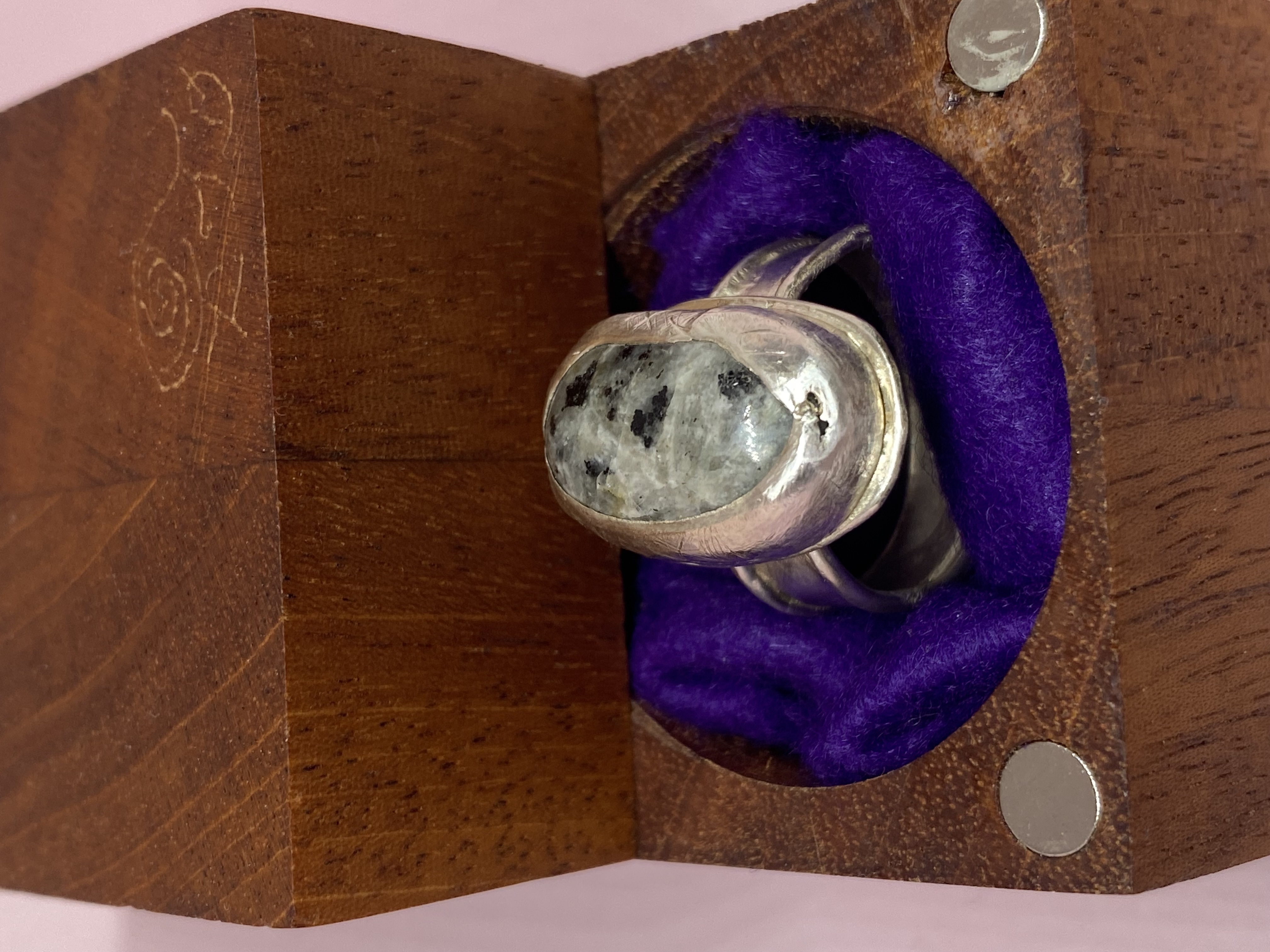 Michigan Yooper Sodalite Cabochon Cut By Lapidary Artist Dakota Tucker Size 10 Ring in .925 Sterling Silver