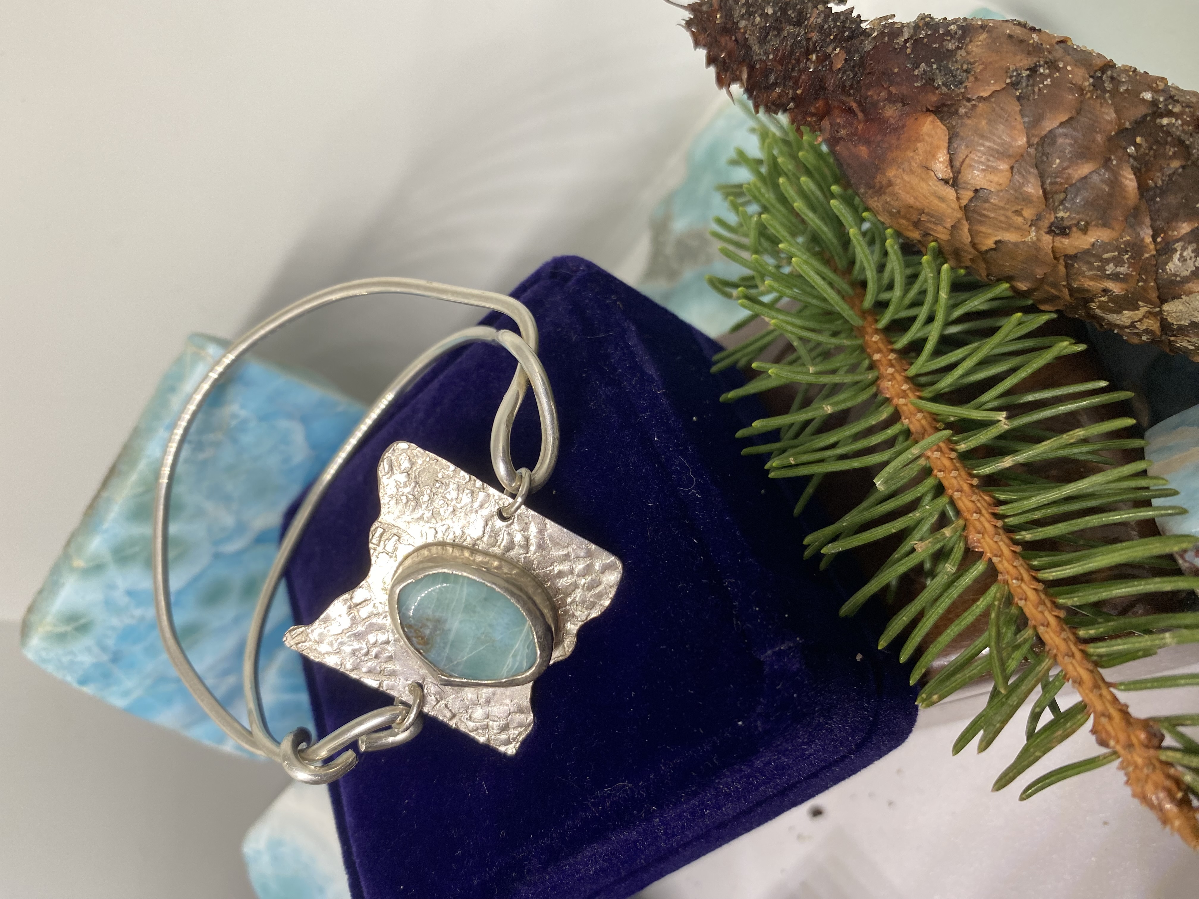 Butterfly Fan Larimar Link Bracelet