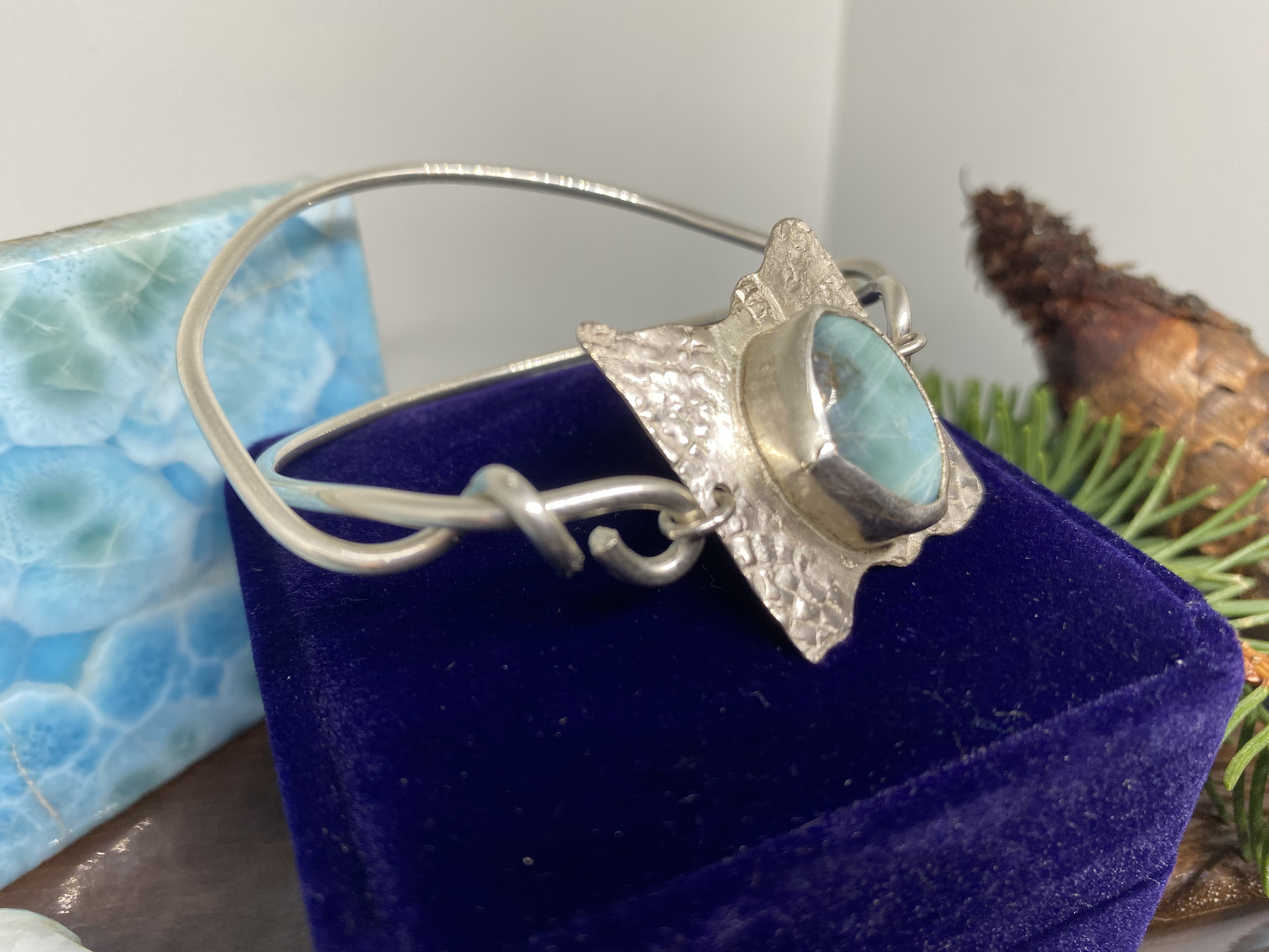 Butterfly Fan Larimar Link Bracelet