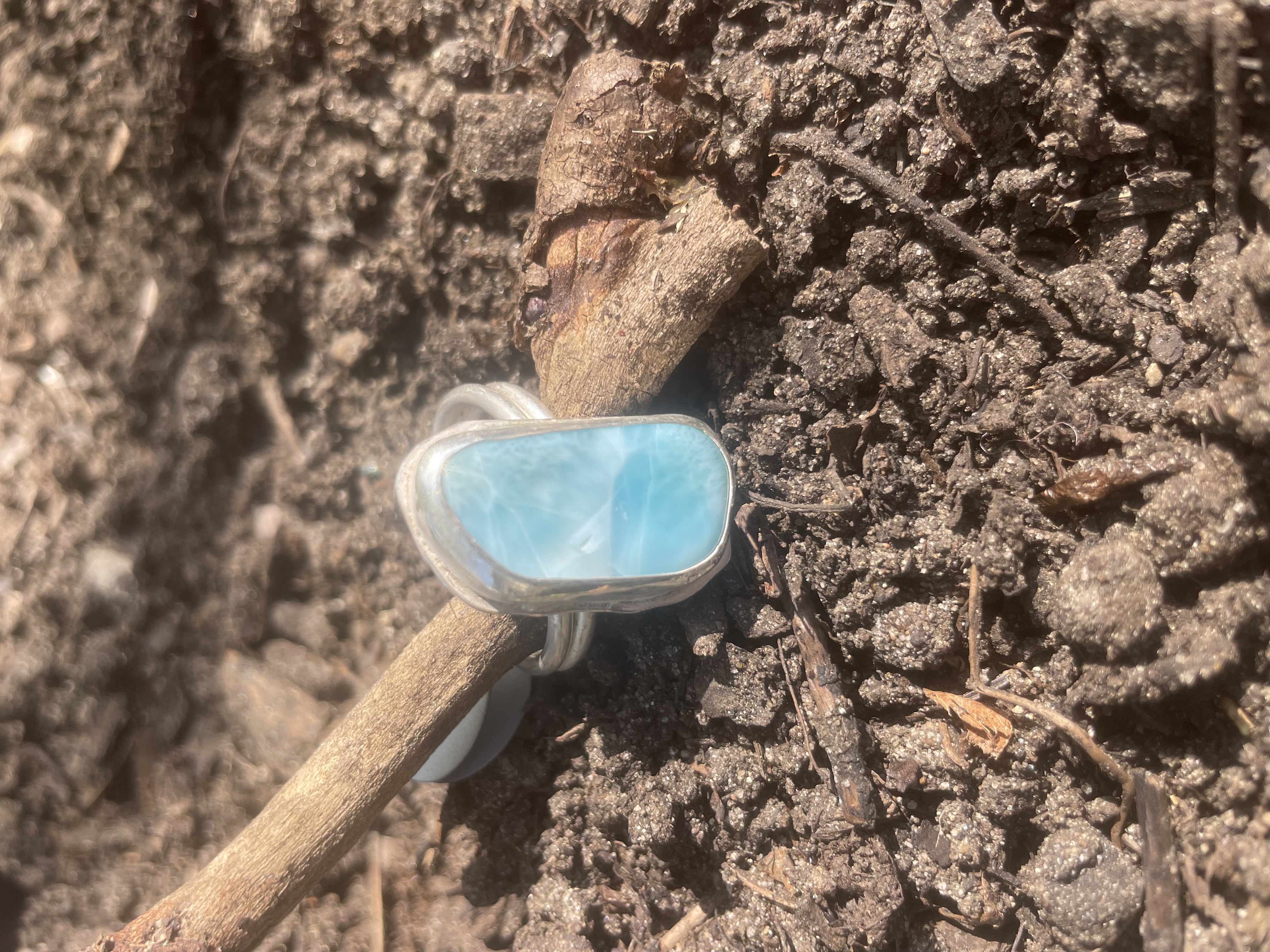MEN'S Size 13 Larimar in .925 Sterling Silver Ring Grade A Larimar