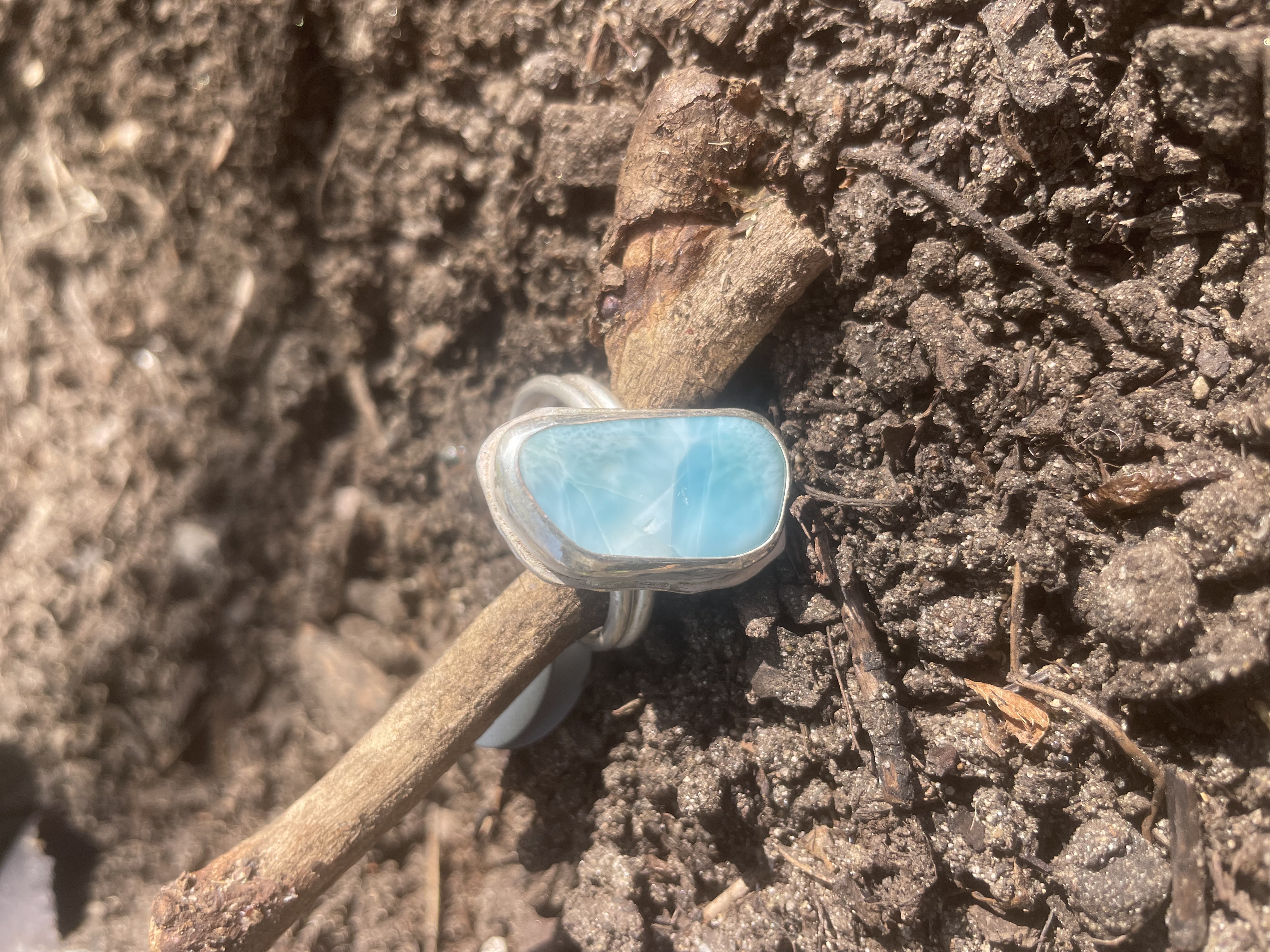 MEN'S Size 13 Larimar in .925 Sterling Silver Ring Grade A Larimar