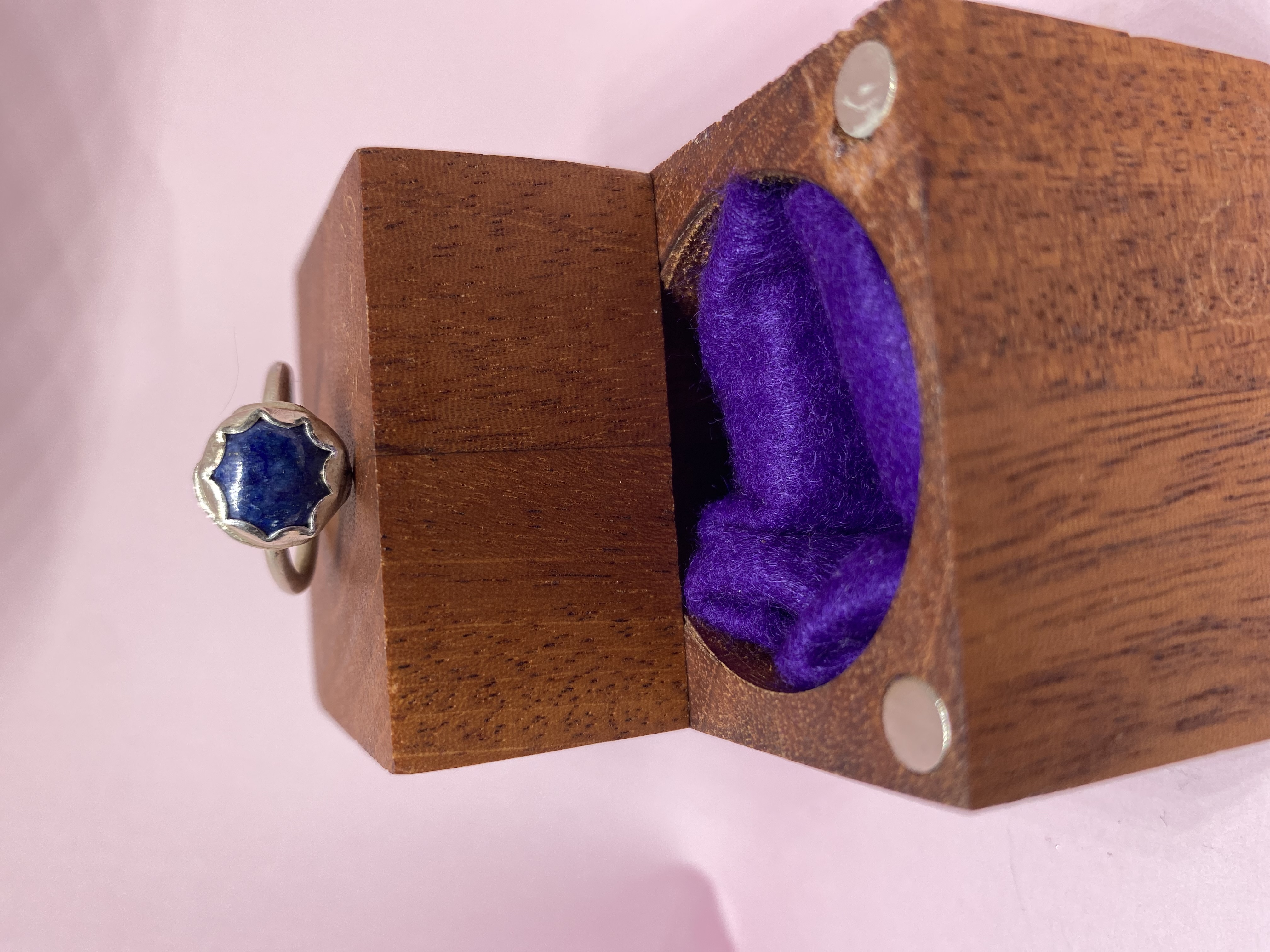 Lapis Lazuli Scalloped Button Adjustable Ring Sterling Silver 12-Gauge Wire Ring Band