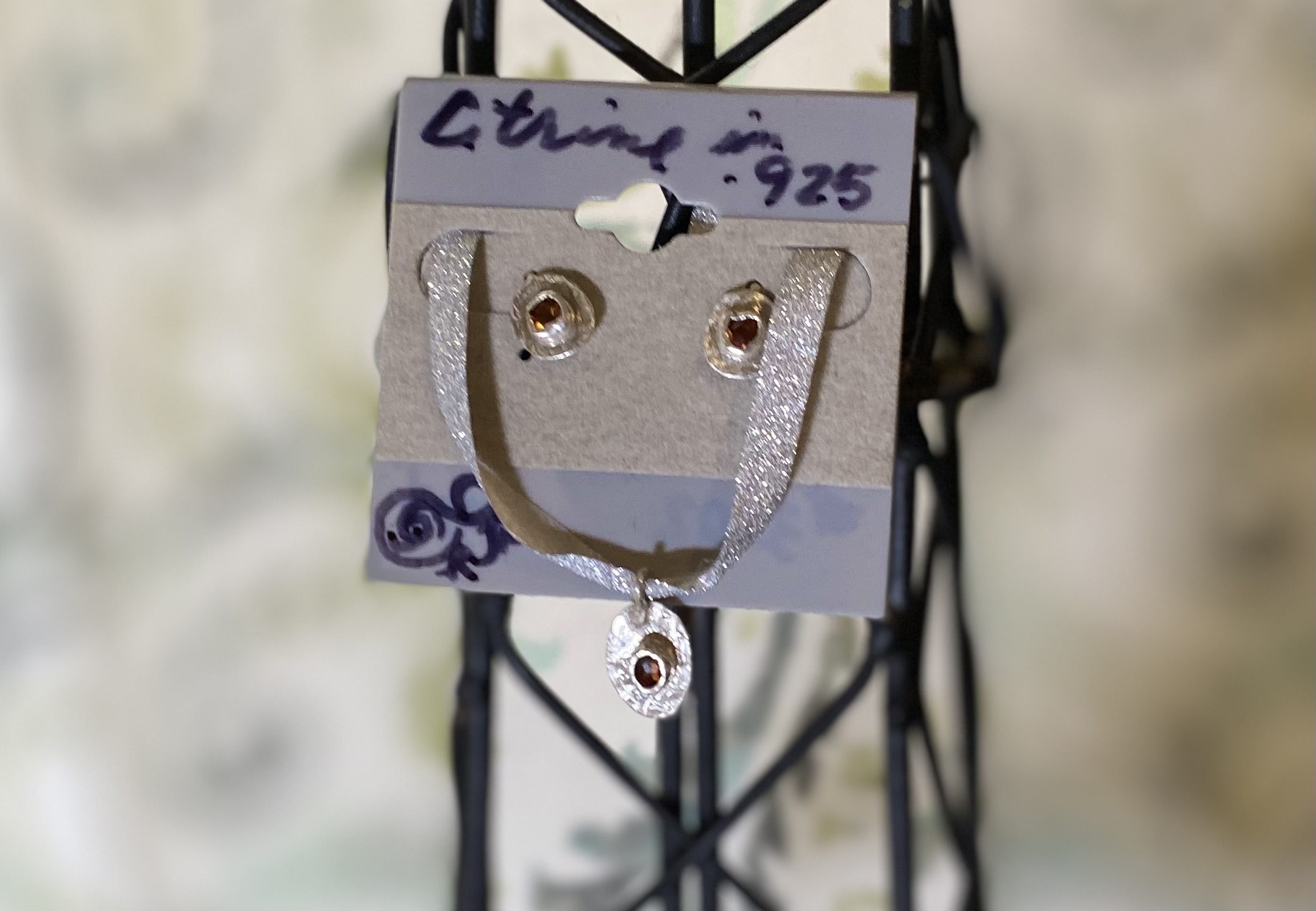 Orange Citrine Earrings and Pendant Jewelry Set + All Sterling Silver Metals, Genuine Gems