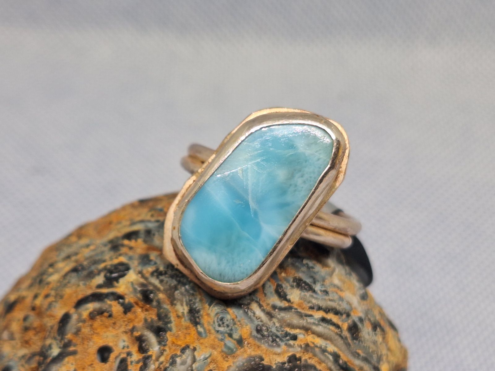 MEN'S Size 13 Larimar in .925 Sterling Silver Ring Grade A Larimar
