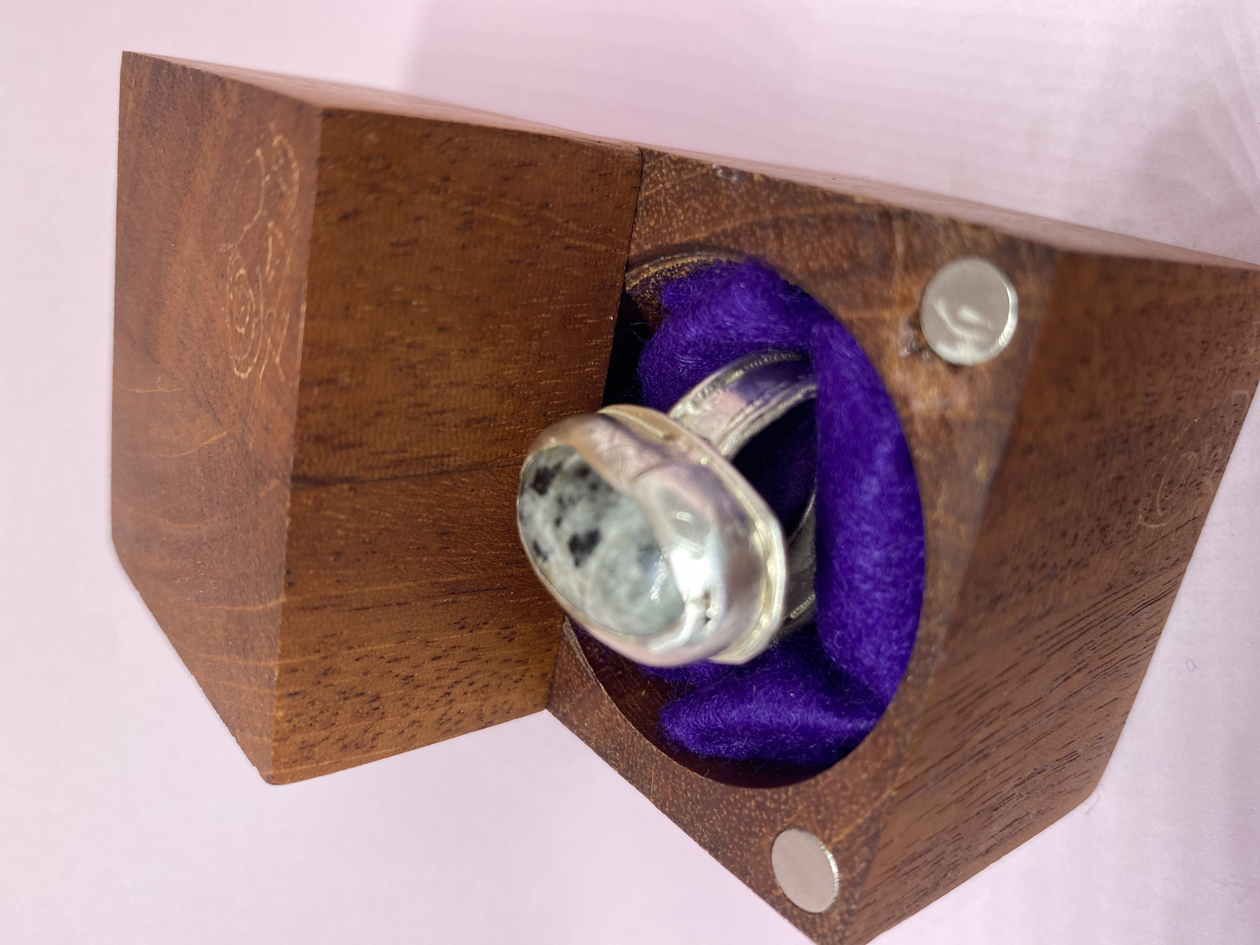 Michigan Yooper Sodalite Cabochon Cut By Lapidary Artist Dakota Tucker Size 10 Ring in .925 Sterling Silver